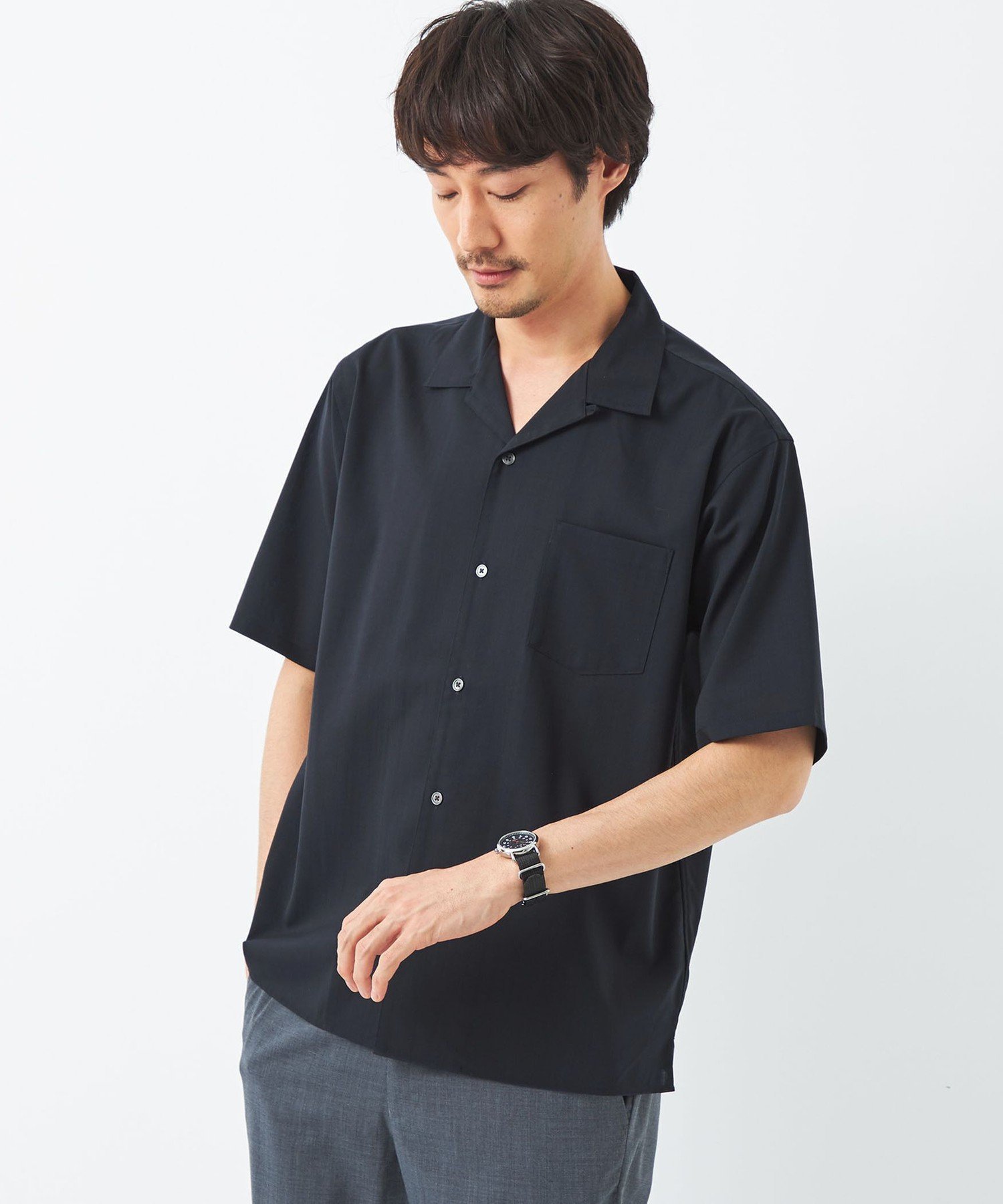 【SALE／40%OFF】UNITED ARROWS green label relaxing TWウォッシャブルトロ オープンカラー シャツ-マシンウォッシャブル・防シワ・ストレッチ- ユナイテッドアローズ アウトレット トップス シャツ・ブラウス ネイビー ブラウン イエロー グリーン ブルー【送料無料】 1