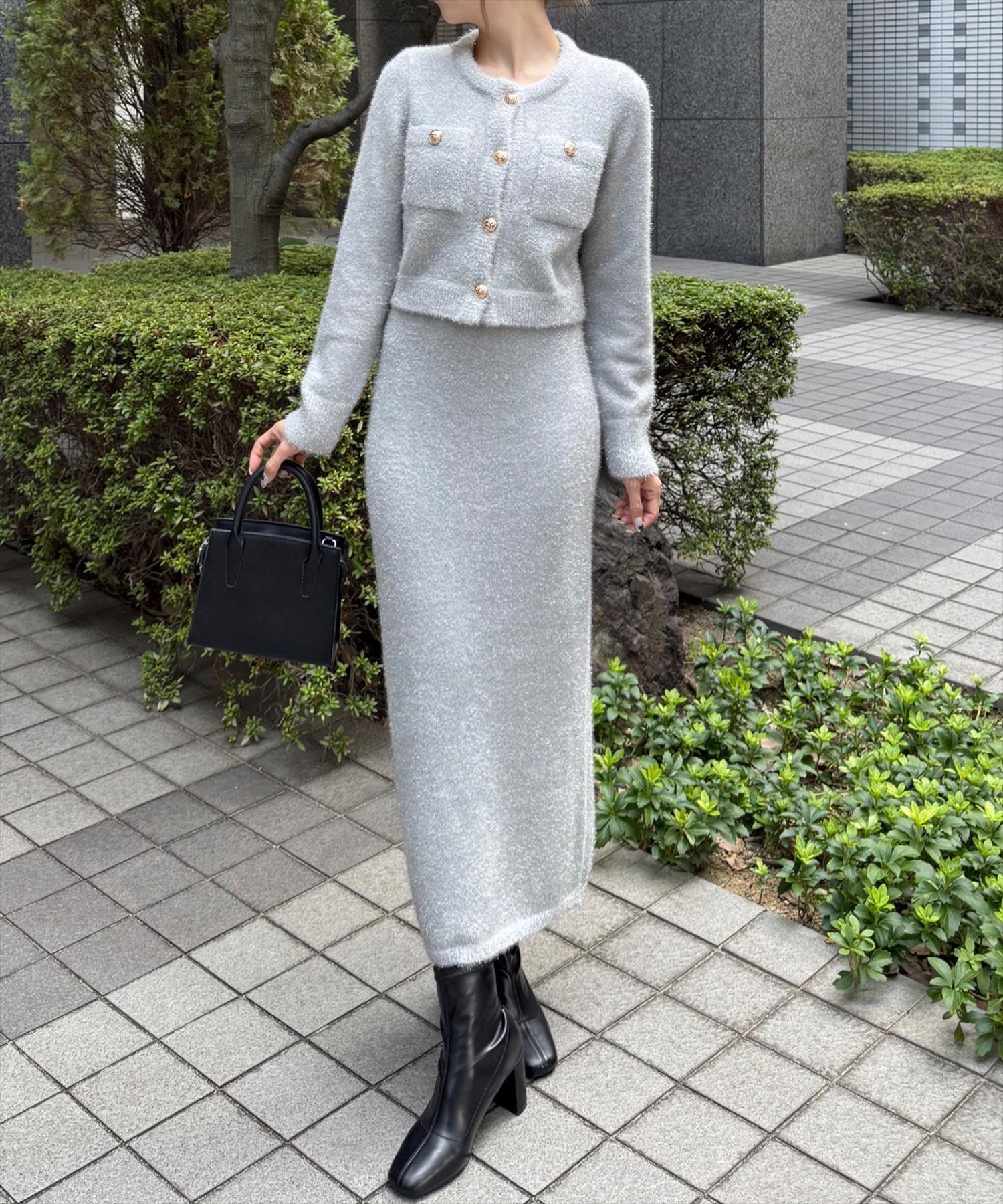 【SALE/80%OFF】clear グリッターニットIラインスカート(セット可) クリア スカート ロング・マキシスカート ホワイト グレー グリーン