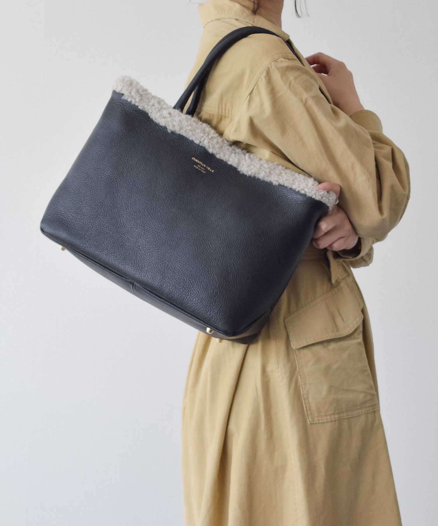 【SALE／30%OFF】LORISTELLA 【CHRISTIAN VILLA】ムートンパイピングバッグ インターショシュール バッグ トートバッグ ブラウン【送料無料】