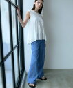 EPOCA 【VERY NaVY2025年6月号掲載】リネンコットンデニム ワイドパンツ エポカ パンツ ジーンズ・デニムパンツ ブルー ホワイト【送料無料】