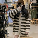 【SALE/30%OFF】Aimoon ボーダー柄ニットカーディガン 韓国羽織り ミニミニストア トップス カーディガン ブルー ブラウン【送料無料】