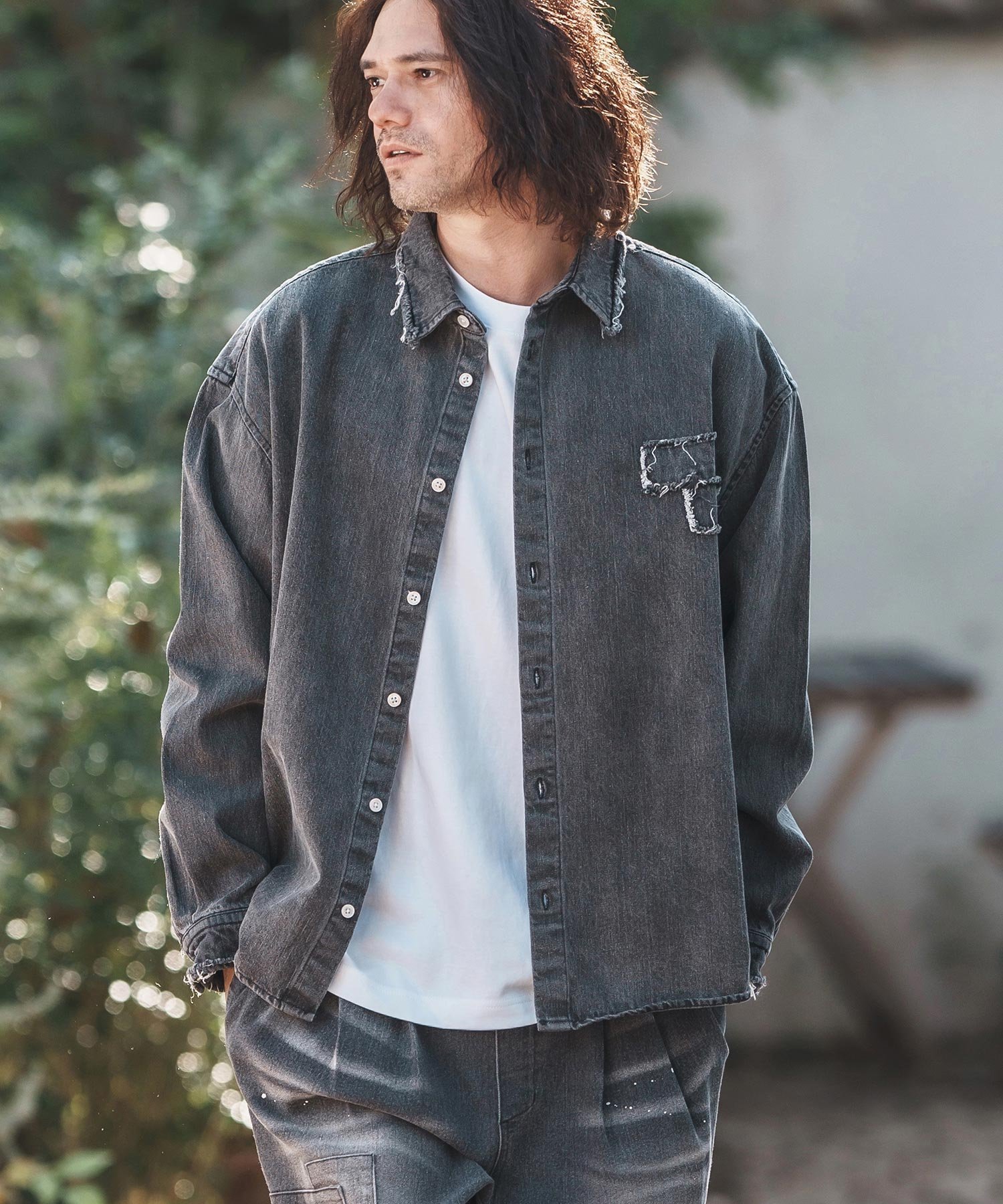 CAMBIO ms5948-Vintage Like Patchwork Denim Shirts デニムシャツ カンビオ トップス シャツ・ブラウス ブラック【送料無料】