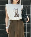 KBF ノースリーブプリントカットソー ケービーエフ トップス カットソー・Tシャツ グレー【送料無料】