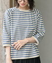rps リブ切替7分袖ボーダーT アールピーエス トップス カットソー・Tシャツ ブラック ブルー グリーン ブラウン