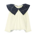 branshes 【おそろい】チェック襟付き長袖Tシャツ ブランシェス トップス カットソー・Tシャツ ブルー ベージュ