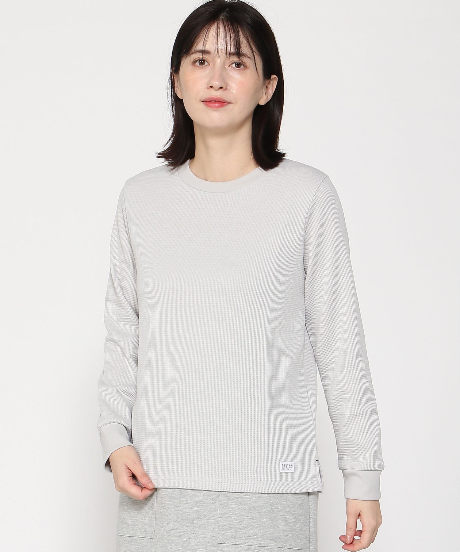 SWITCH MOTION CROCODILE LADIES (W)ワッフル生地 クルーネック カットソー クロコダイル トップス カットソー・Tシャツ イエロー グレー【送料無料】