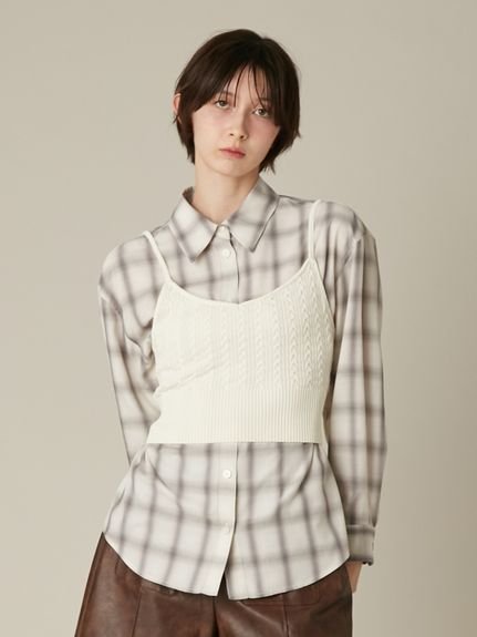 FURFUR ニットビスチェレイヤードシャツ ファーファー トップス シャツ・ブラウス ピンク【送料無料】