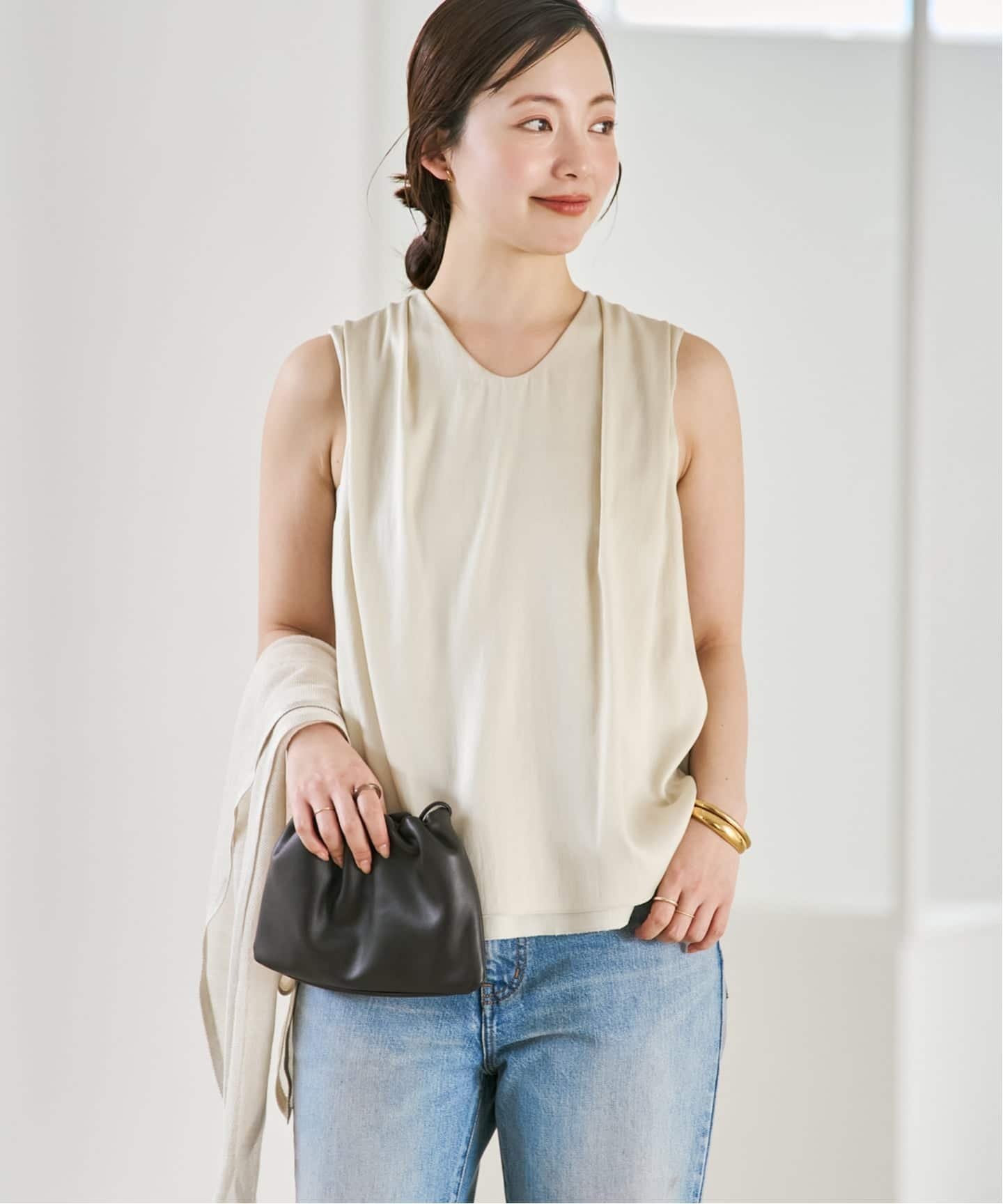 plage minimal satin ブラウス プラージュ トップス シャツ・ブラウス ベージュ カーキグリーン