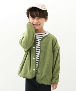 devirock 静電気防止 のんビリ フリース カーディガン デビロック 子供服 キッズ デビロック トップス カーディガン ブラック ベージュ カーキ ブラウン