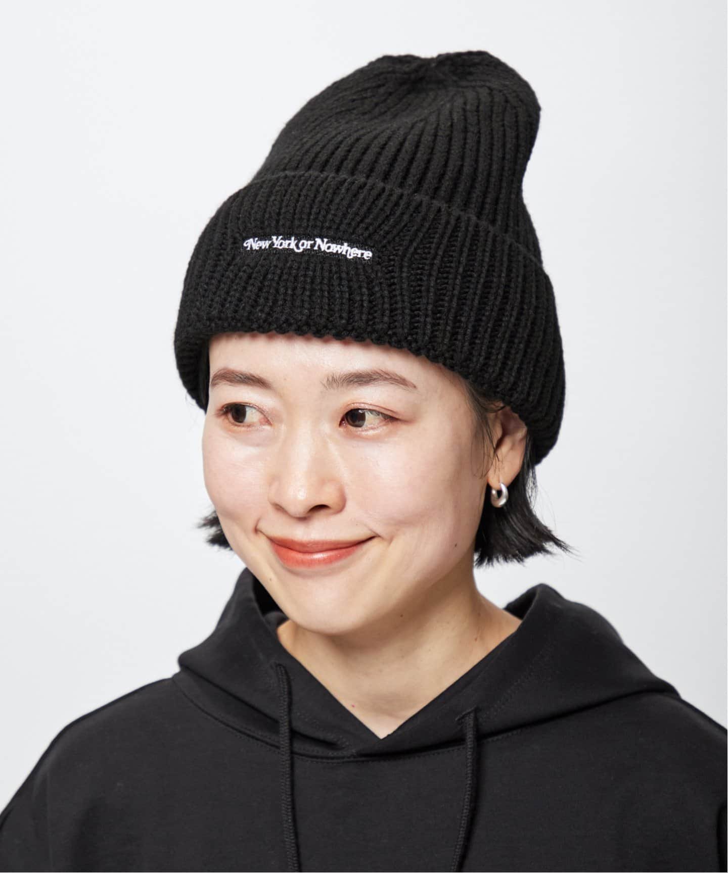 AP STUDIO 【NEWYORK OR NOWHERE】beanie エーピーストゥディオ 帽子 ニット帽・ビーニー ブラック【送料無料】のサムネイル