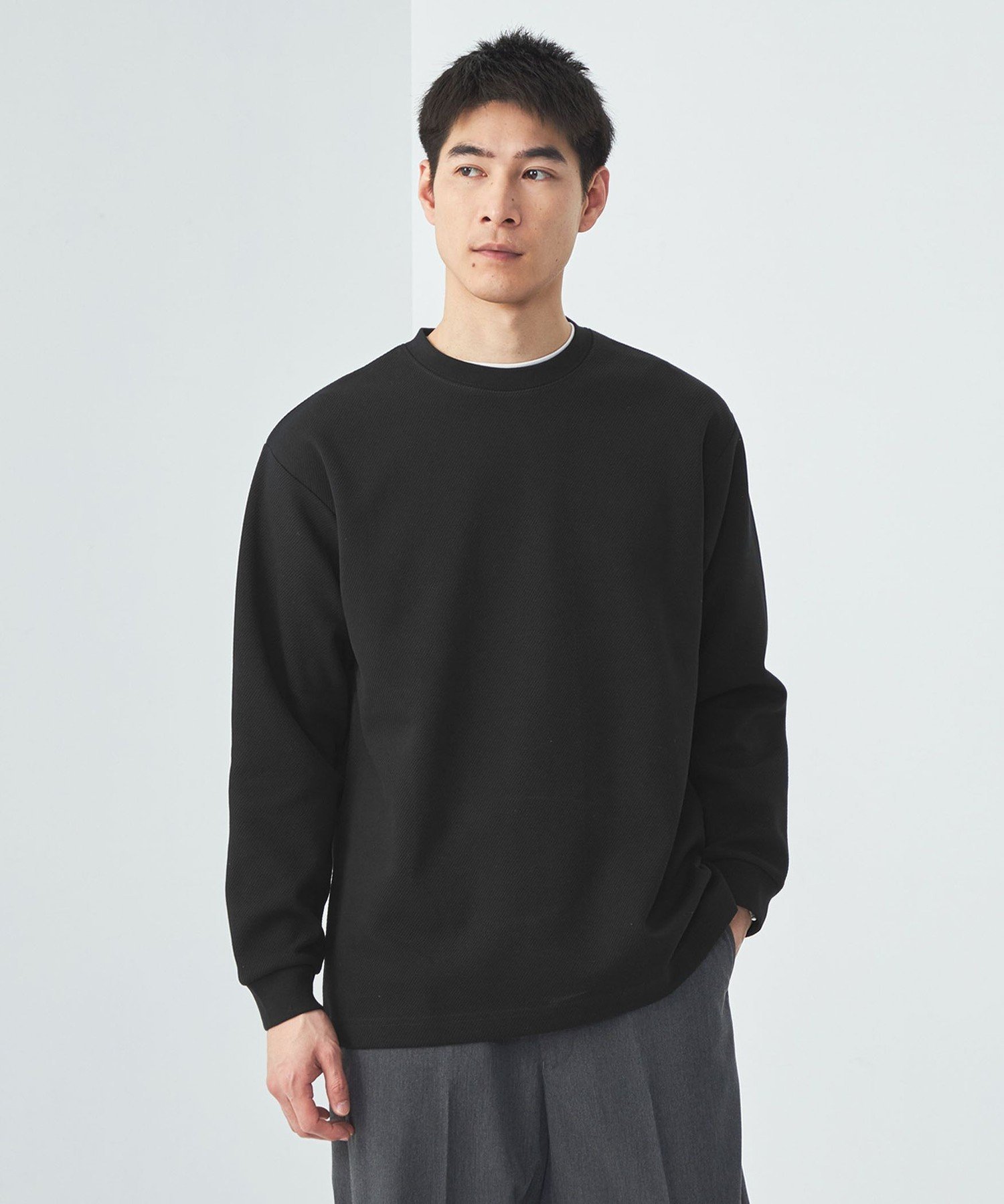 【SALE／50%OFF】UNITED ARROWS green label relaxing SUVIN ツイル クルーネック カットソー ユナイテッドアローズ アウトレット トップス カットソー・Tシャツ ホワイト グレー ブラック