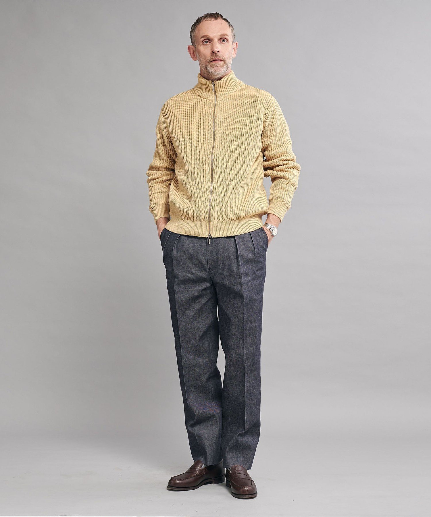 【SALE／50%OFF】UNITED ARROWS ＜SOVEREIGN＞ローゲージ アゼ ドライバーズニット ユナイテッドアローズ アウトレット トップス カーディガン ブラック ベージュ【送料無料】