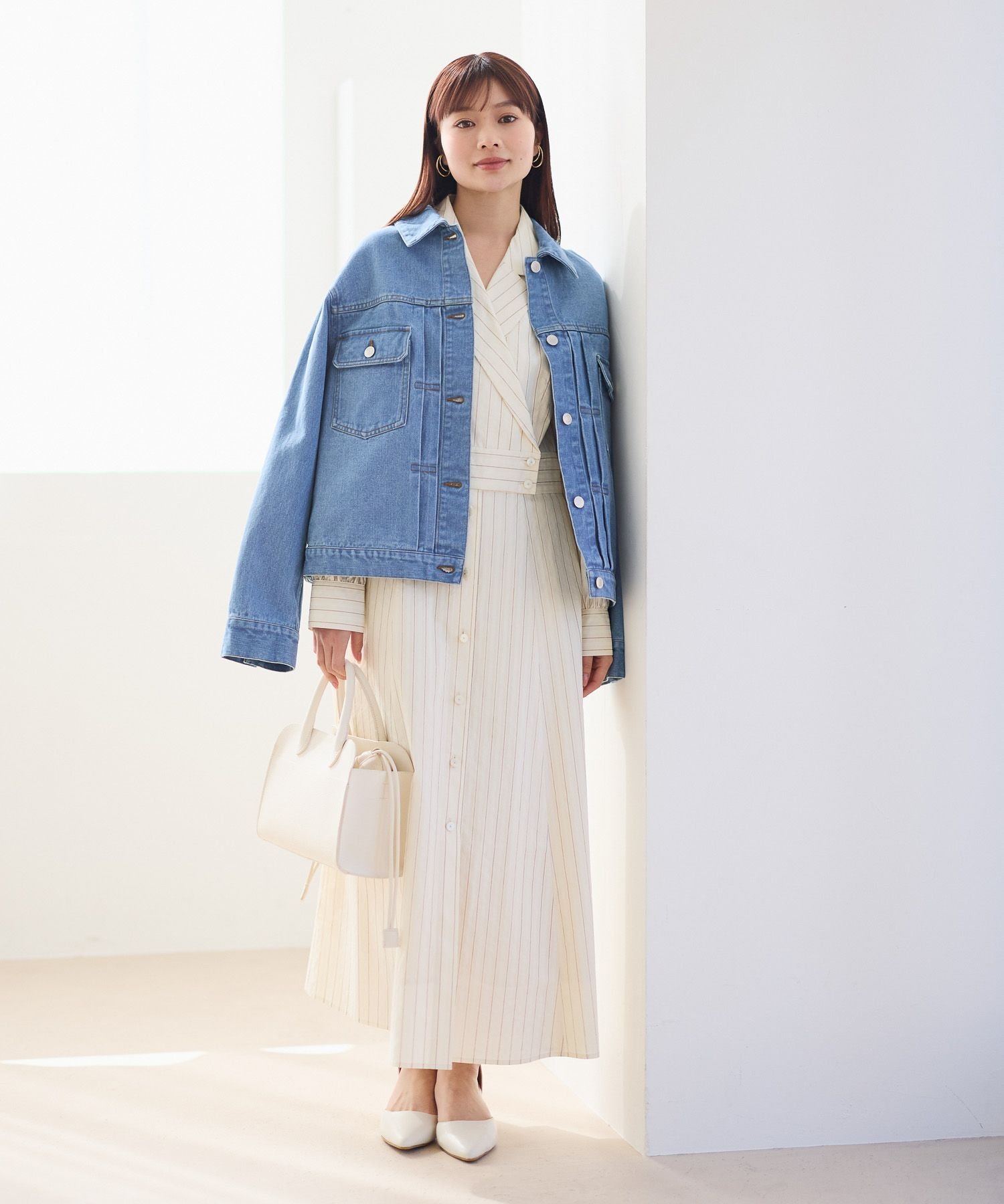 【SALE／50%OFF】Andemiu カイキンストライプシャツワンピース アンデミュウ ワンピース・ドレス ワンピース ベージュ【送料無料】