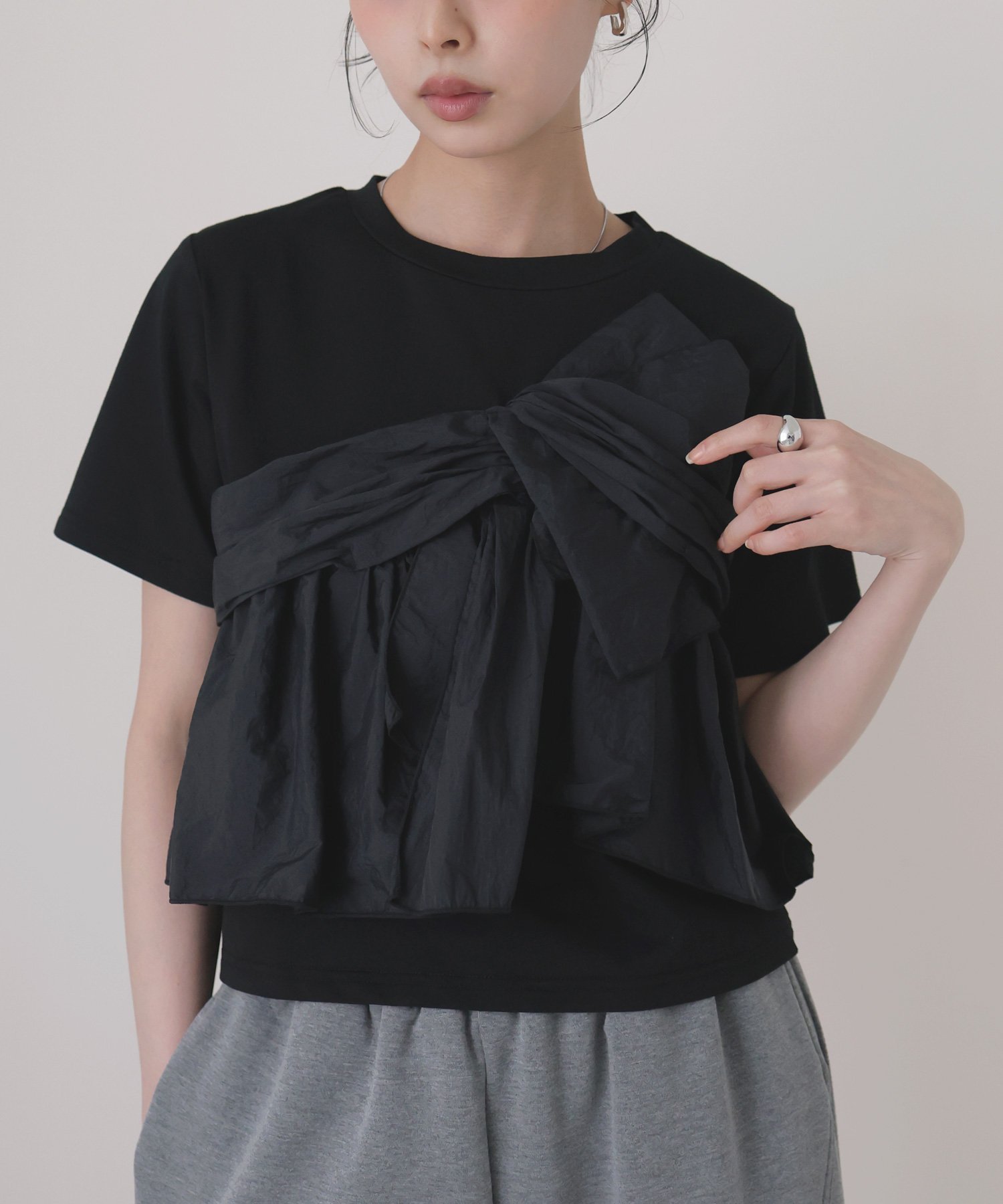 LIAN アシメビスチェドッキングトップス リアン トップス カットソー・Tシャツ ホワイト グレー ブラック