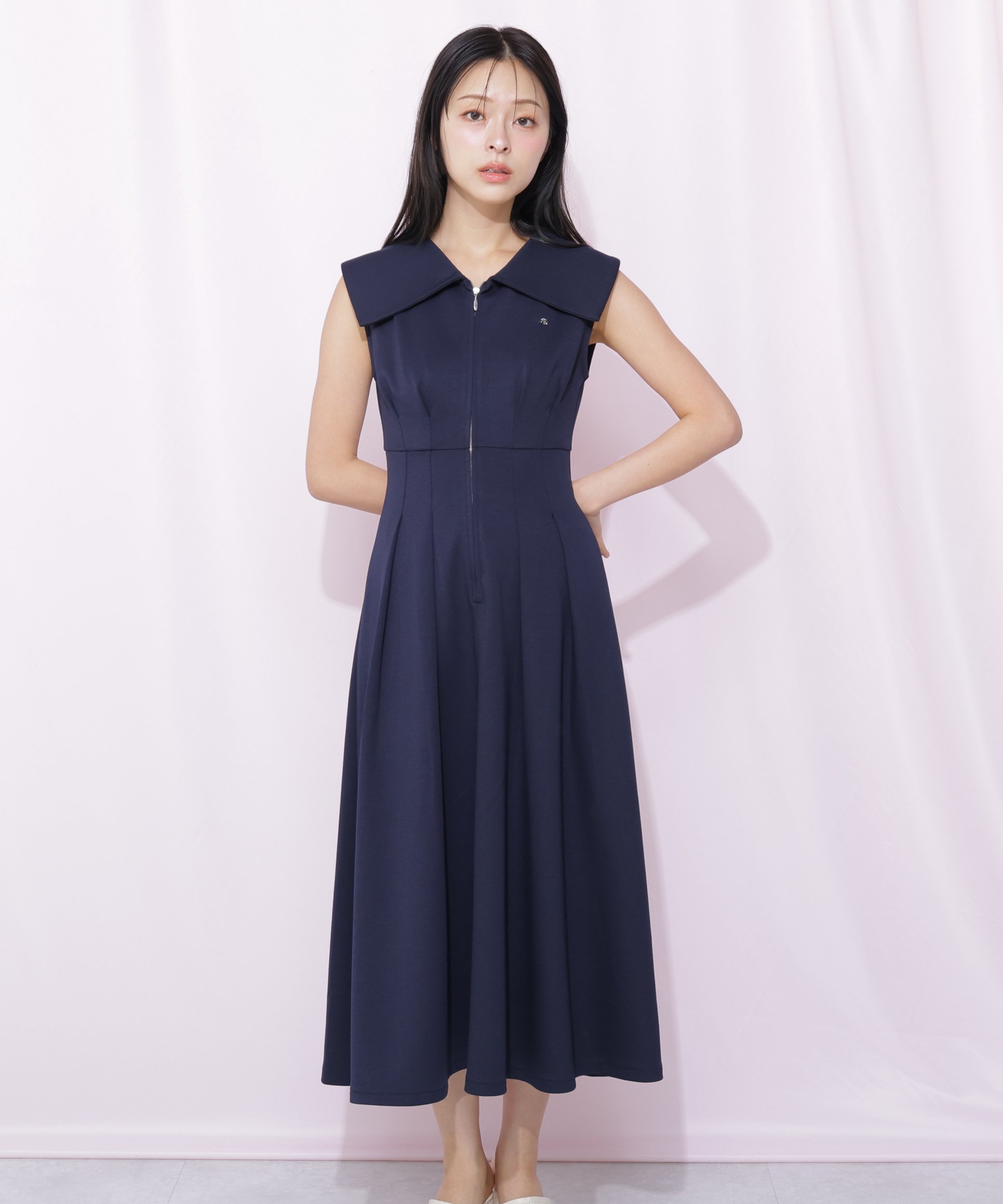 JILL by JILL STUART ダイバー襟付きワンピース ジル バイ ジル スチュアート ワンピース・ドレス ワンピース ネイビー ピンク ホワイト