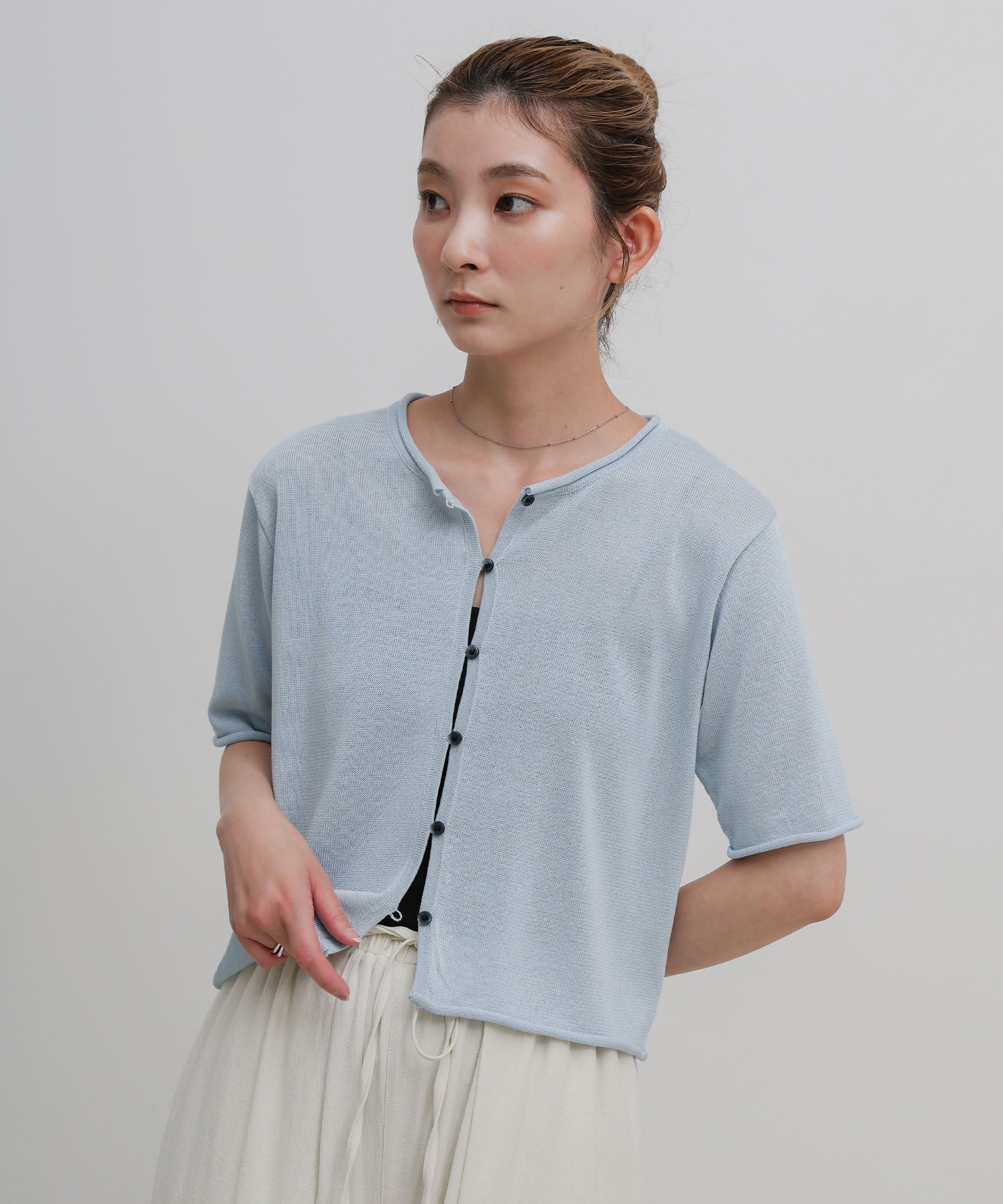 SELECT MOCA ボタンデザインサマーニットハーフスリーブカーディガン セレクトモカ トップス ニット