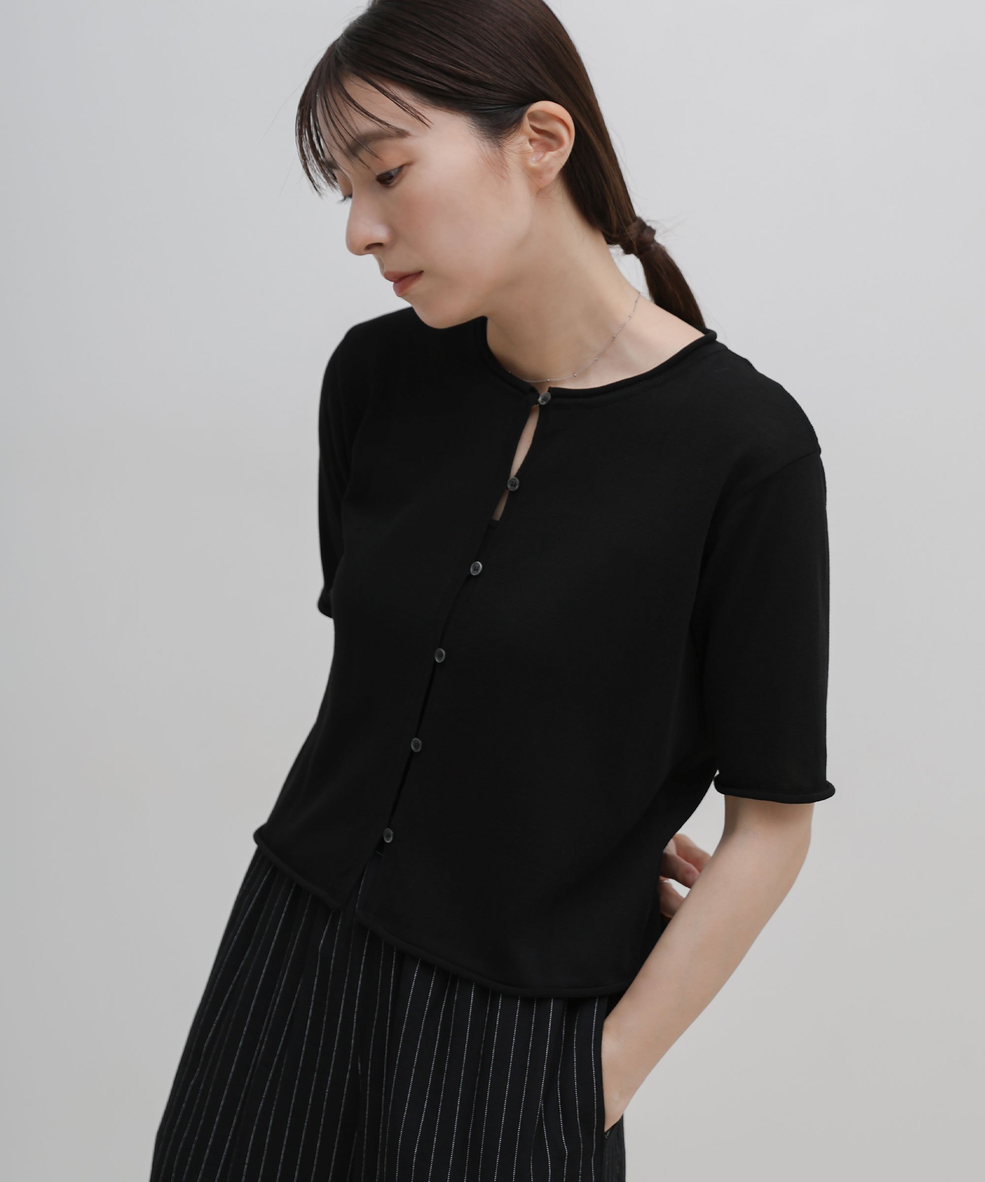 SELECT MOCA ボタンデザインサマーニットハーフスリーブカーディガン セレクトモカ トップス ニット