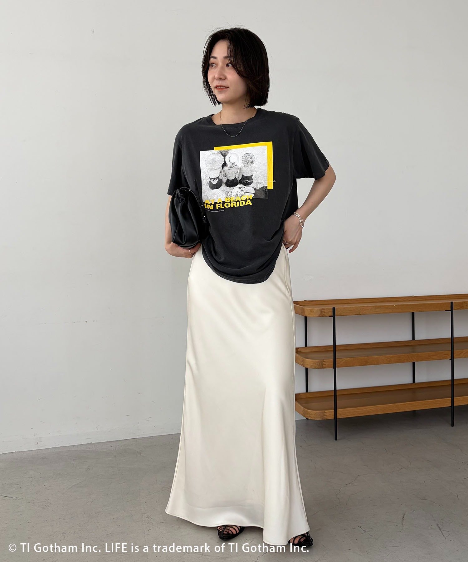 ＜GOOD ROCK SPEED＞FLORIDA PHOTO Tシャツ カプリシュ レマージュ トップス カットソー・Tシャツ ブラック