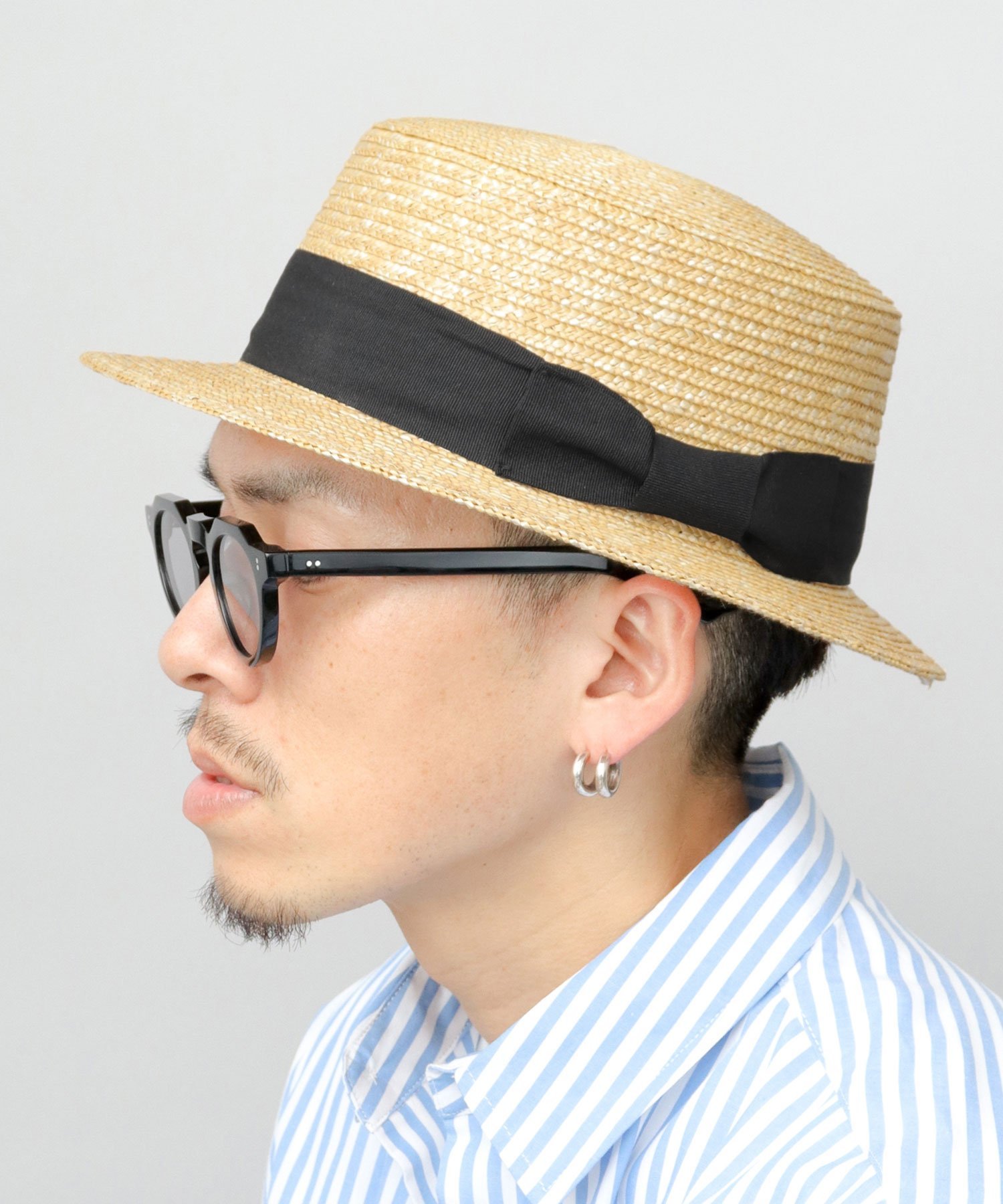 Ruben 麦わら帽子 カンカン帽 メンズ レディース 麦わら ハット 帽子 深め 春 夏 エー.エム.エス. 帽子 ハット グレー ベージュ ブラック ホワイト【送料無料】