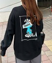 【SALE/9%OFF】GeeRA 【スマーフ】コラボプリントスウェット ジーラ トップス スウェット・トレーナー ホワイト ブラック【送料無料】
