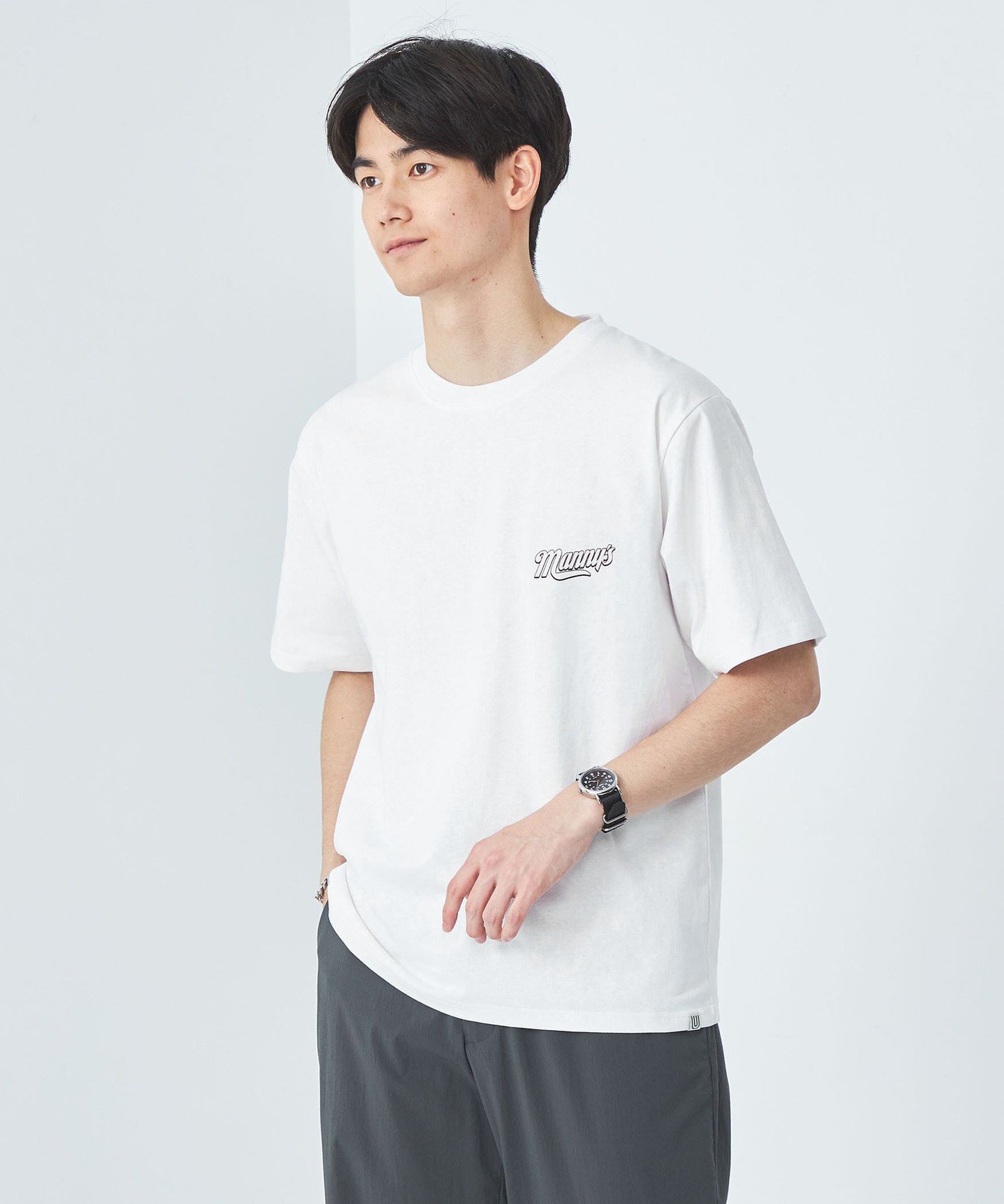 【SALE／60%OFF】UNITED ARROWS green label relaxing 【別注】＜UNIVERSAL OVERALL*Manny's＞GLR MAN Tシャツ ユナイテッドアローズ アウトレット トップス カットソー・Tシャツ ホワイト