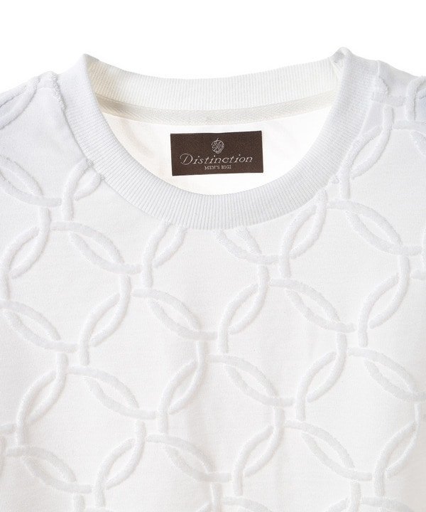 【SALE／30%OFF】DISTINCTION MEN'S BIGI パイルジャガードTシャツ メンズ ビギ トップス カットソー・Tシャツ ホワイト ブルー【送料無料】