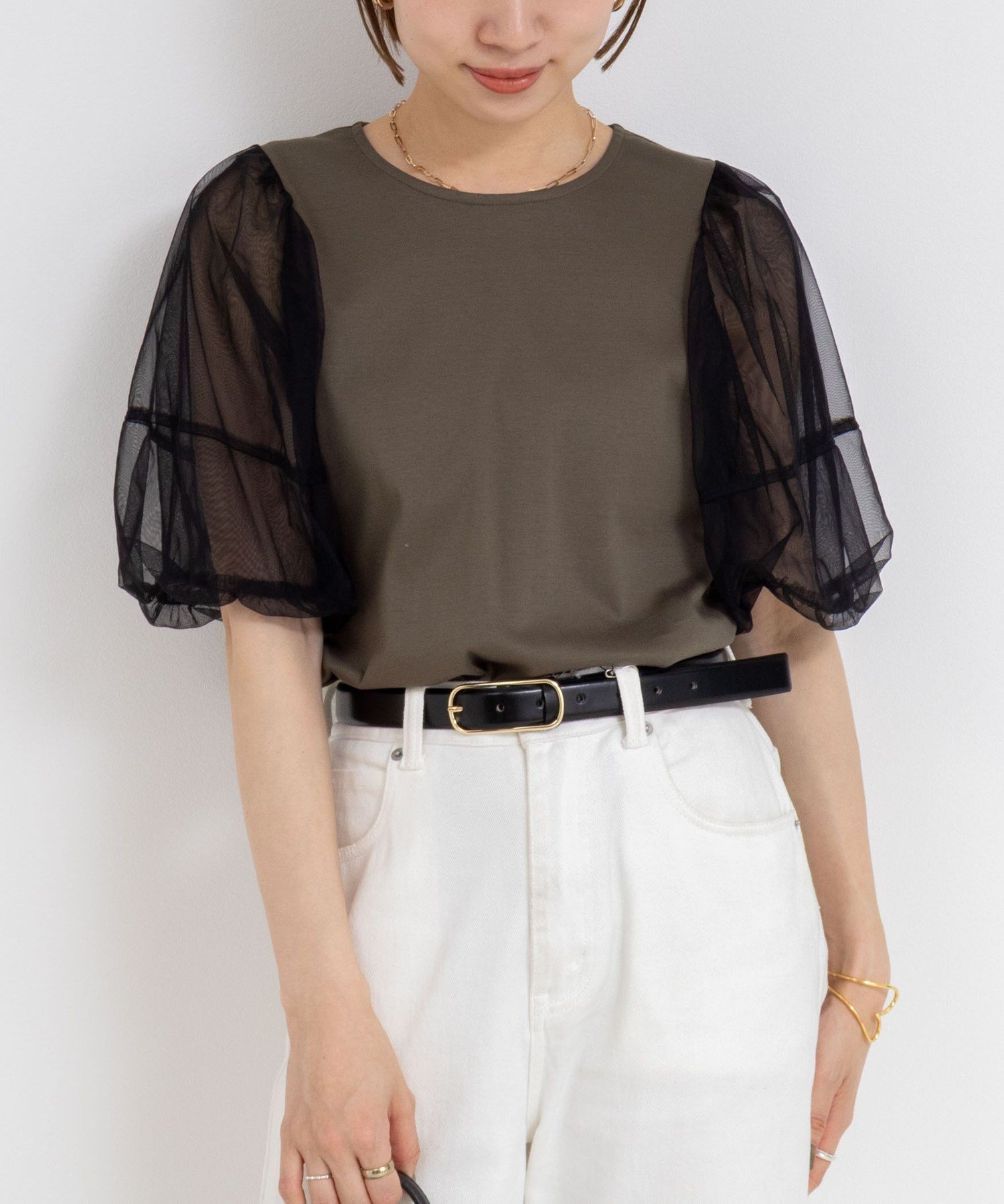 【SALE／50%OFF】NOLLEY'S バルーンスリーブプルオーバーカットソー ノーリーズ トップス カットソー・Tシャツ ブラック ホワイト グレー【送料無料】
