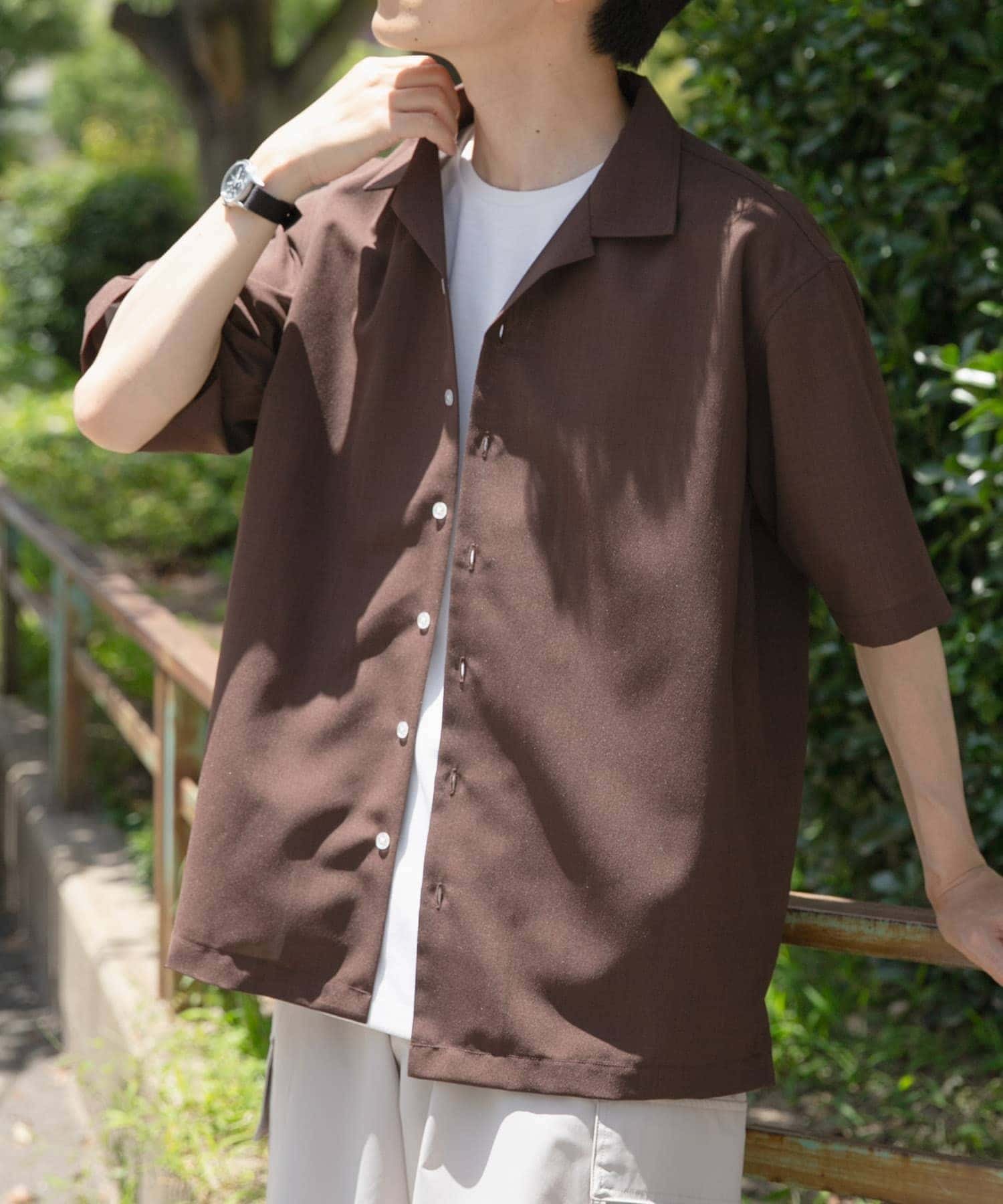 【SALE／60%OFF】URBAN RESEARCH ITEMS リネンタッチオープンカラーシアーシャツ アーバンリサーチアイテムズ トップス シャツ・ブラウス ブラウン ブラック ネイビー ベージュ