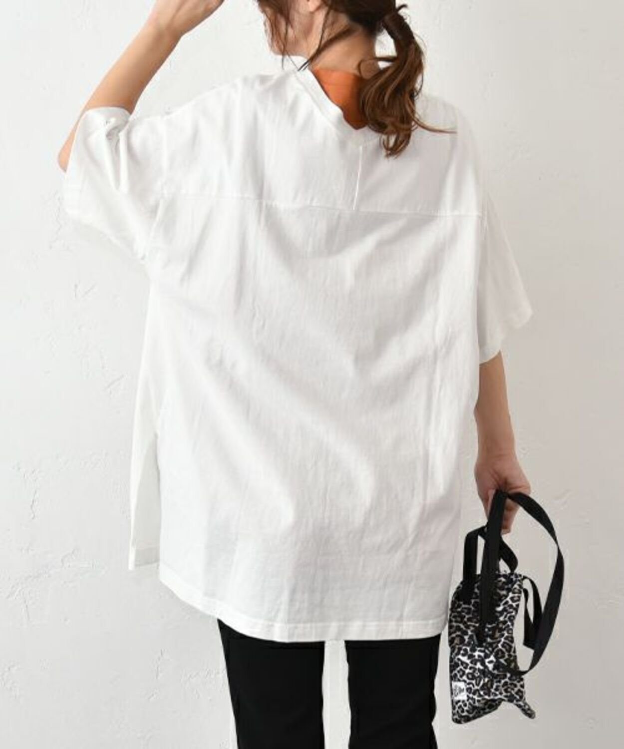 【SALE／30%OFF】and quarter and quarter｜袖ロゴ入りオーバーカットソー [[131321F]][C] ハグハグ トップス カットソー・Tシャツ ホワイト ブラック【送料無料】