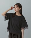 GLOBAL WORK MATINEE LINE/冷感レース切り替えT/575152 グローバルワーク トップス カットソー・Tシャツ ブラック ホワイト ワインレッド