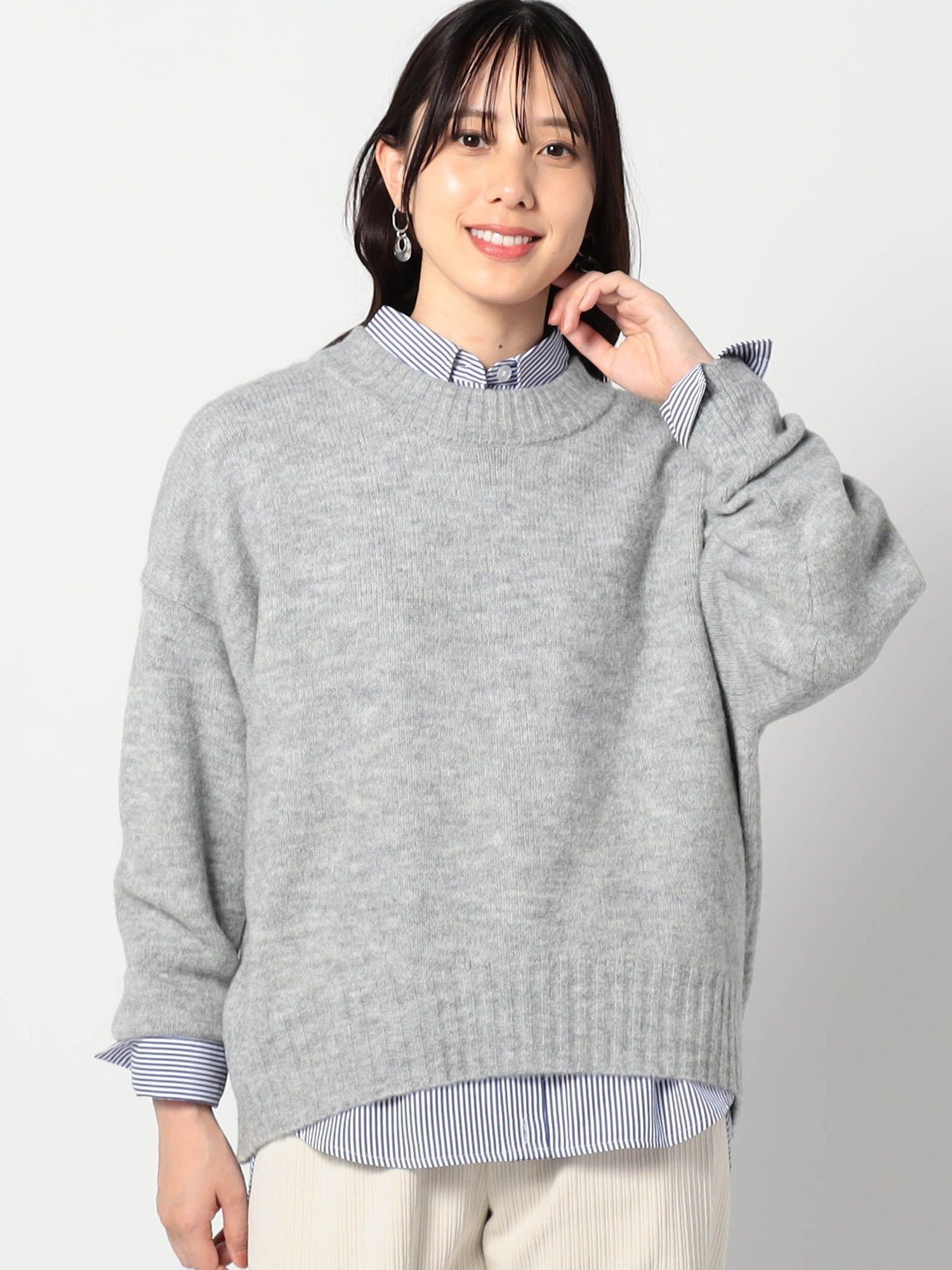 【SALE／30%OFF】Grand PARK NICOLE ショートクルーネックニット ニコル トップス ニット グリーン グレー ピンク【送料無料】