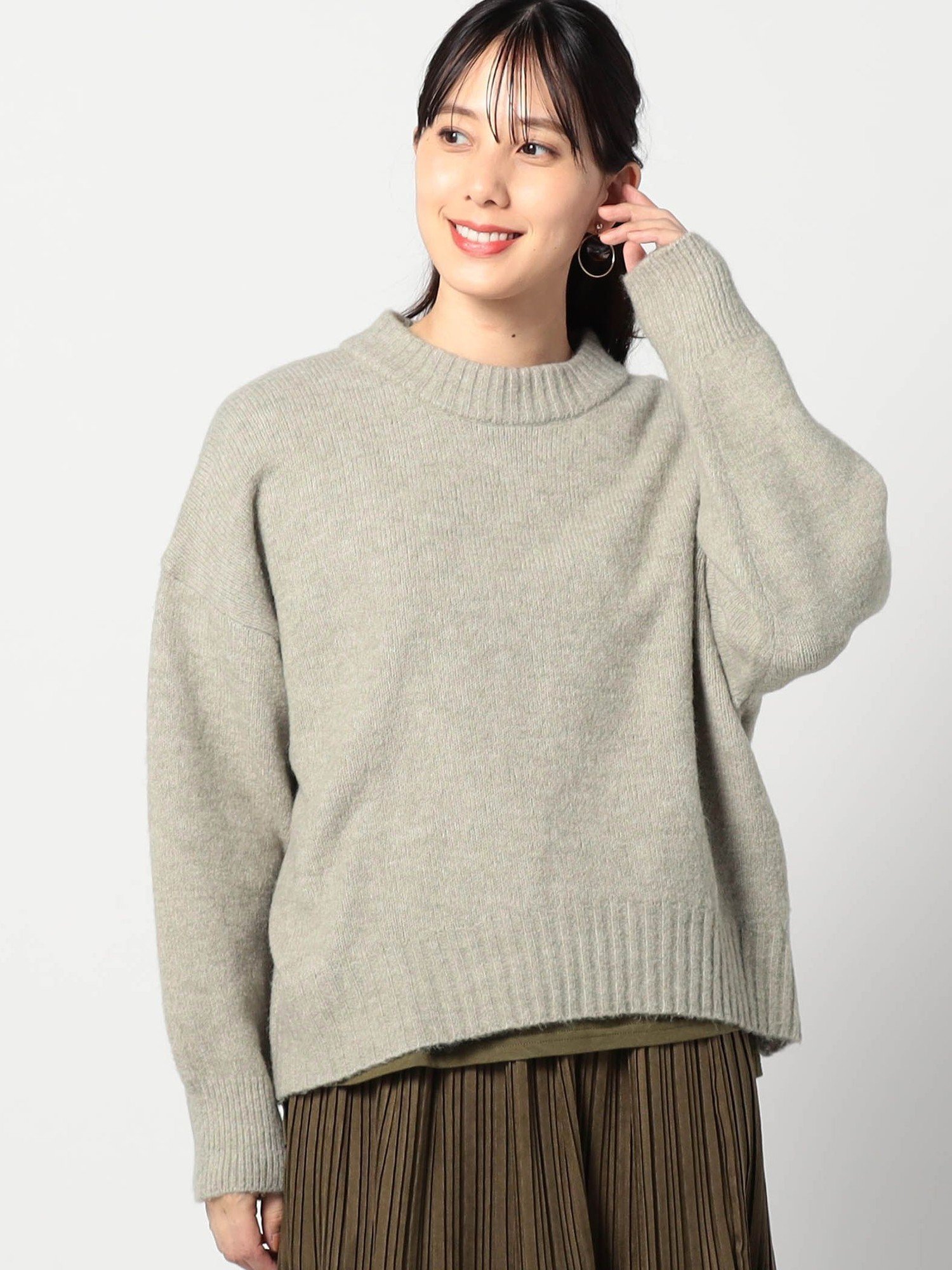 【SALE／30%OFF】Grand PARK NICOLE ショートクルーネックニット ニコル トップス ニット グリーン グレー ピンク【送料無料】