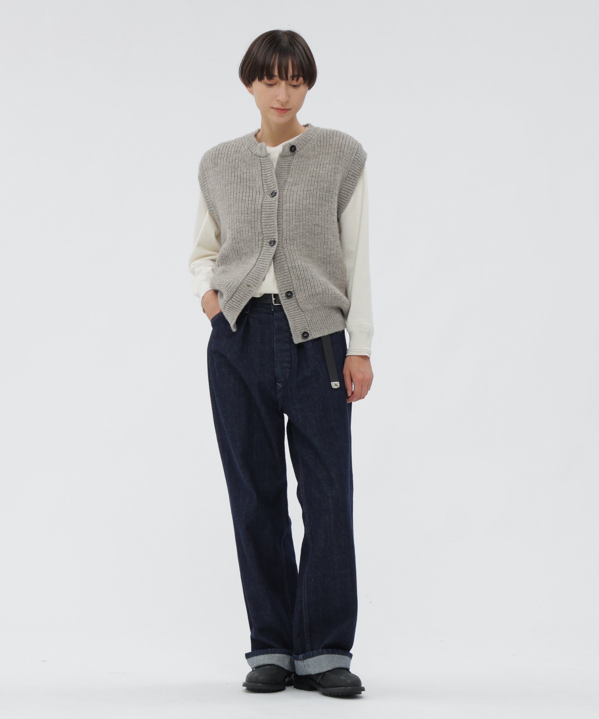 MHL. CANTON DENIM TROUSERS マーガレット・ハウエル パンツ その他のパンツ ネイビー