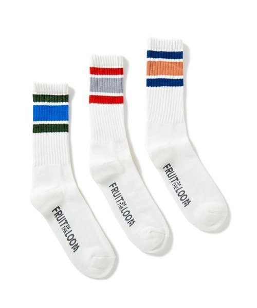 SELECT BRANDS FRUIT OF THE LOOM/フルーツオブザルーム カラフルラインA クルーソックス 3Pパック ジャックローズ 靴下・レッグウェア 靴下