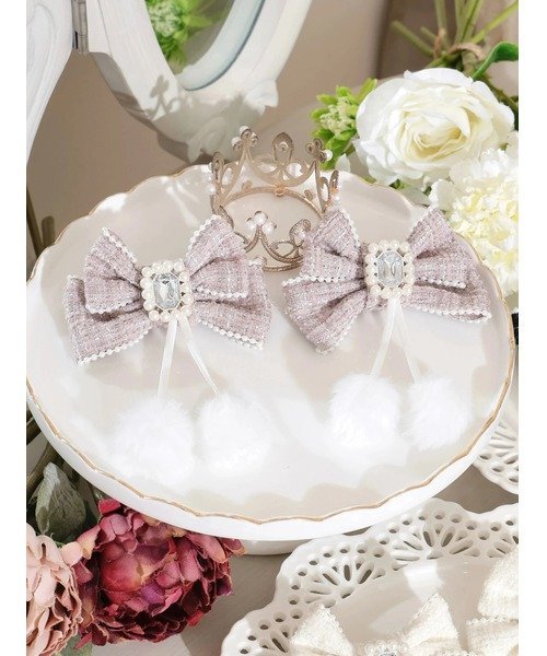 NOEMIE ツイードリボンぽんぽんツインテールクリップ ノエミー アクセサリー・腕時計 その他のアクセサ..