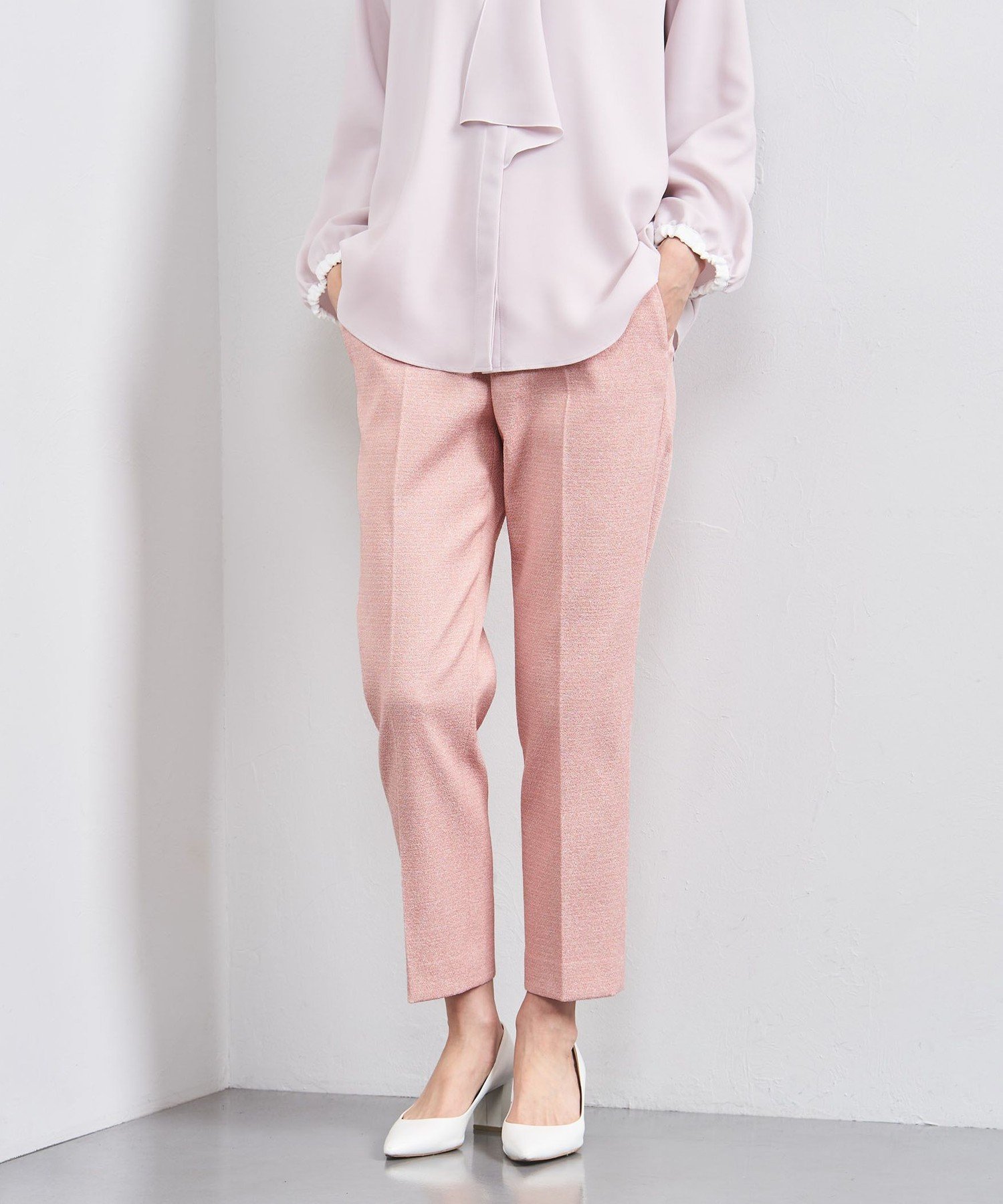 【SALE／50%OFF】UNITED ARROWS ラメ ジャガード スリムパンツ ユナイテッドアローズ アウトレット パンツ その他のパンツ ブルー ピンク【送料無料】