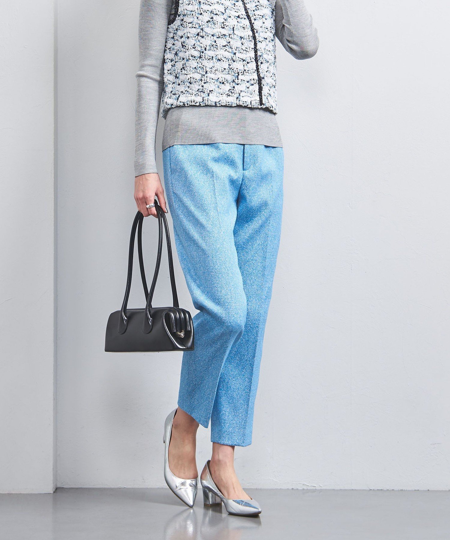 【SALE／50%OFF】UNITED ARROWS ラメ ジャガード スリムパンツ ユナイテッドアローズ アウトレット パンツ その他のパンツ ブルー ピンク【送料無料】