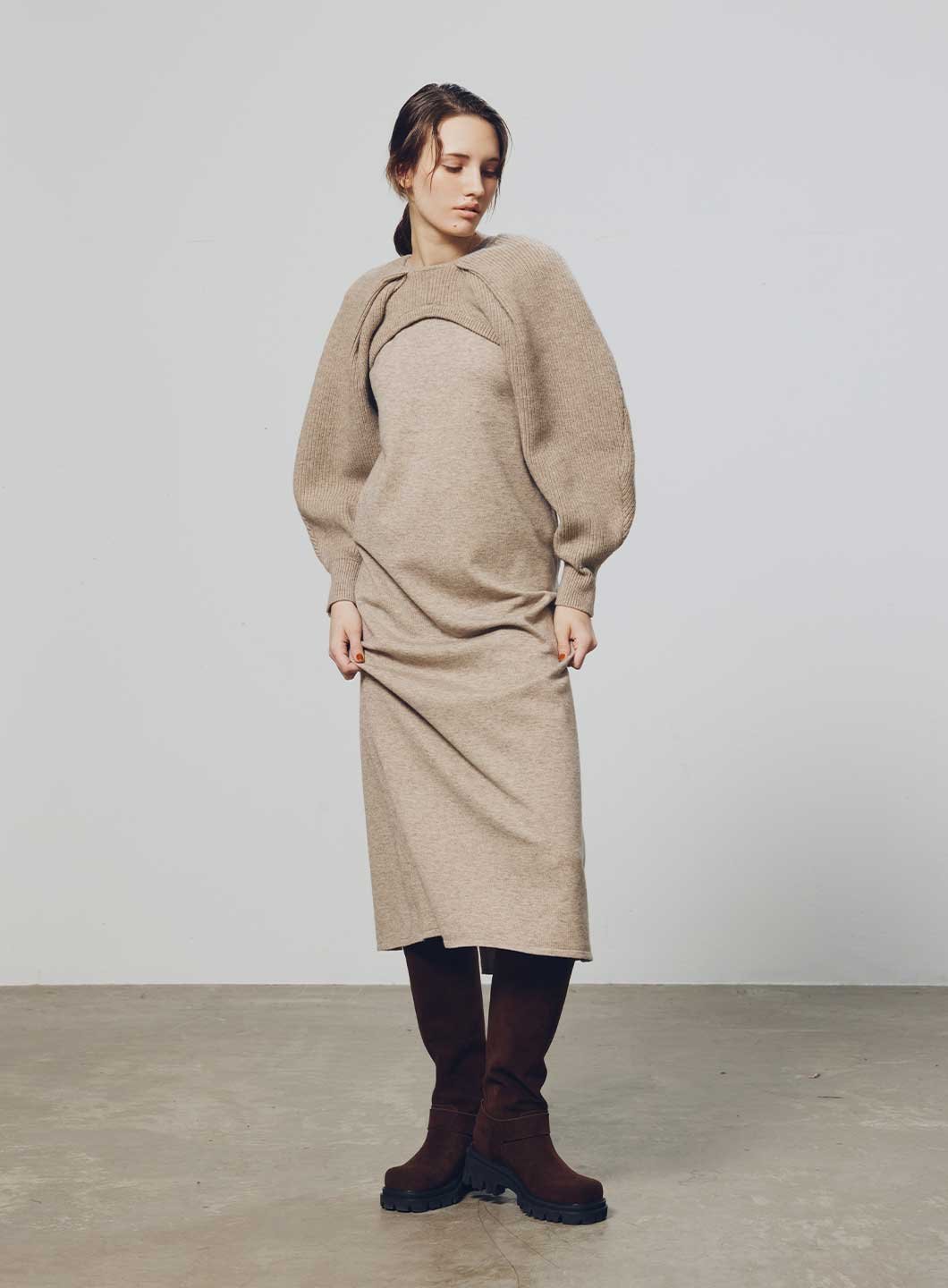 【SALE／80%OFF】COEL ボレロ付きニットワンピース コエル ワンピース・ドレス その他のワンピース・ドレス ベージュ グレー【送料無料】