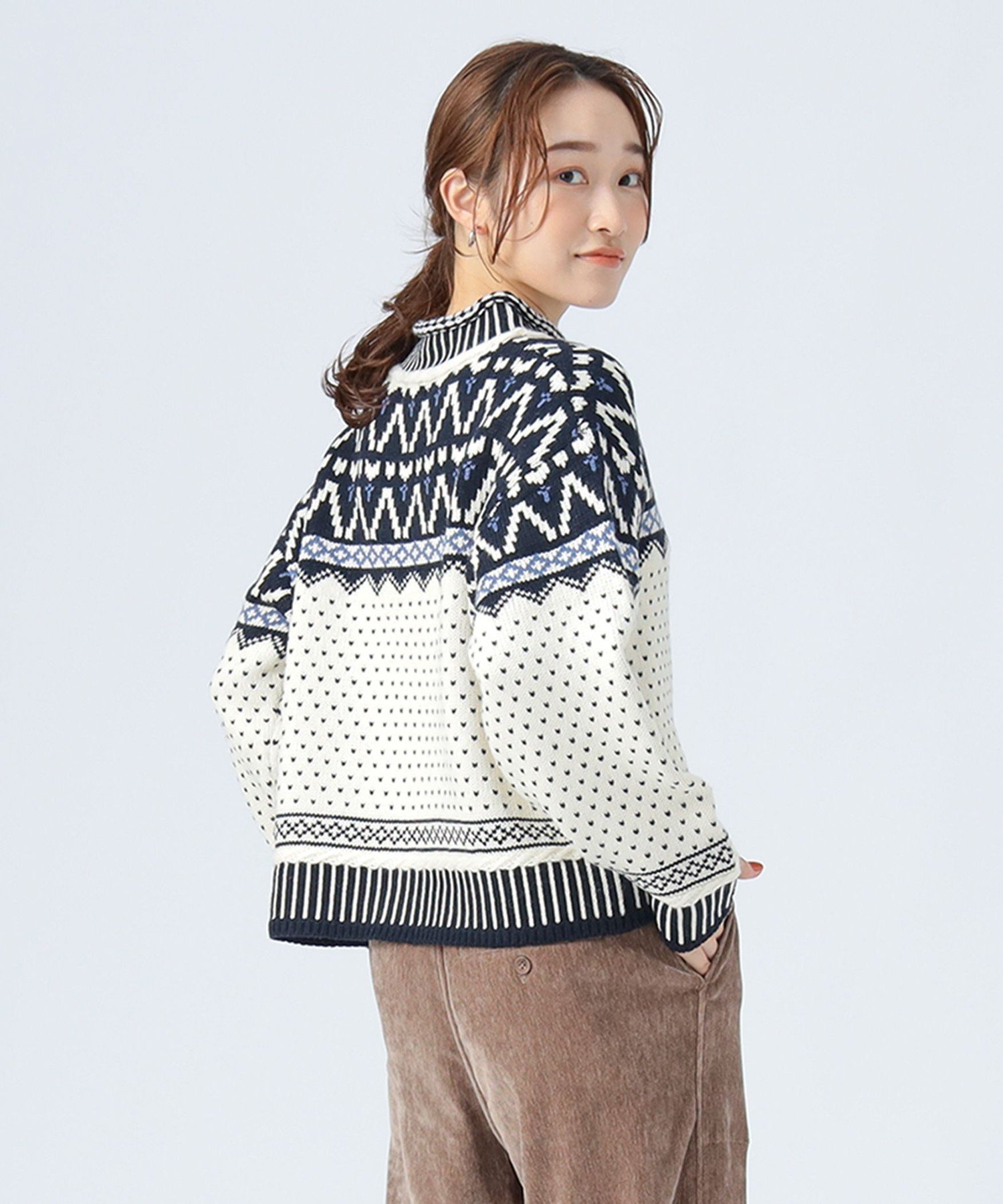 BEAMS HEART WOMEN ヴィンテージ ジャカード ニット ビームス ハート トップス ニット ネイビー ブラック ホワイト【送料無料】のサムネイル