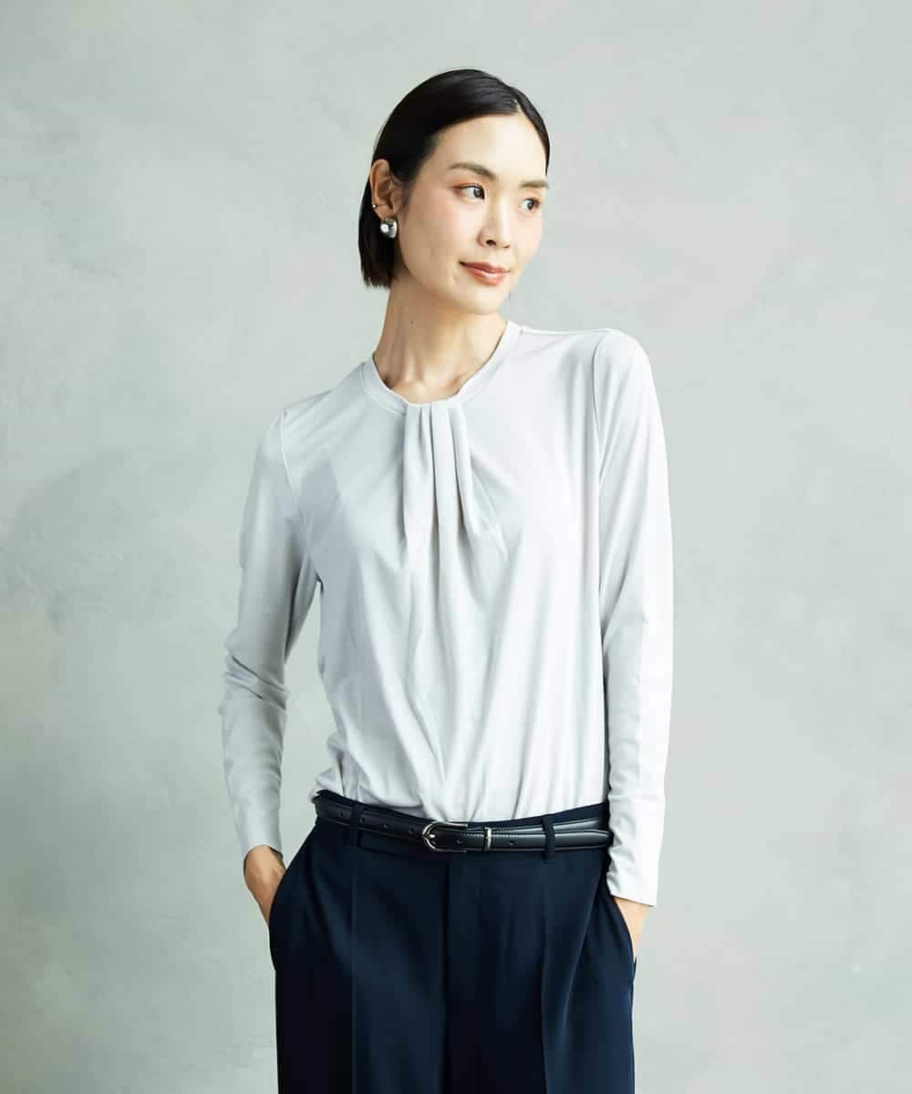 MICHEL KLEIN（小さいサイズ） [小さいサイズ]ボウタイ風ブラウソー メゾンドゥサンク トップス カットソー・Tシャツ ブラック