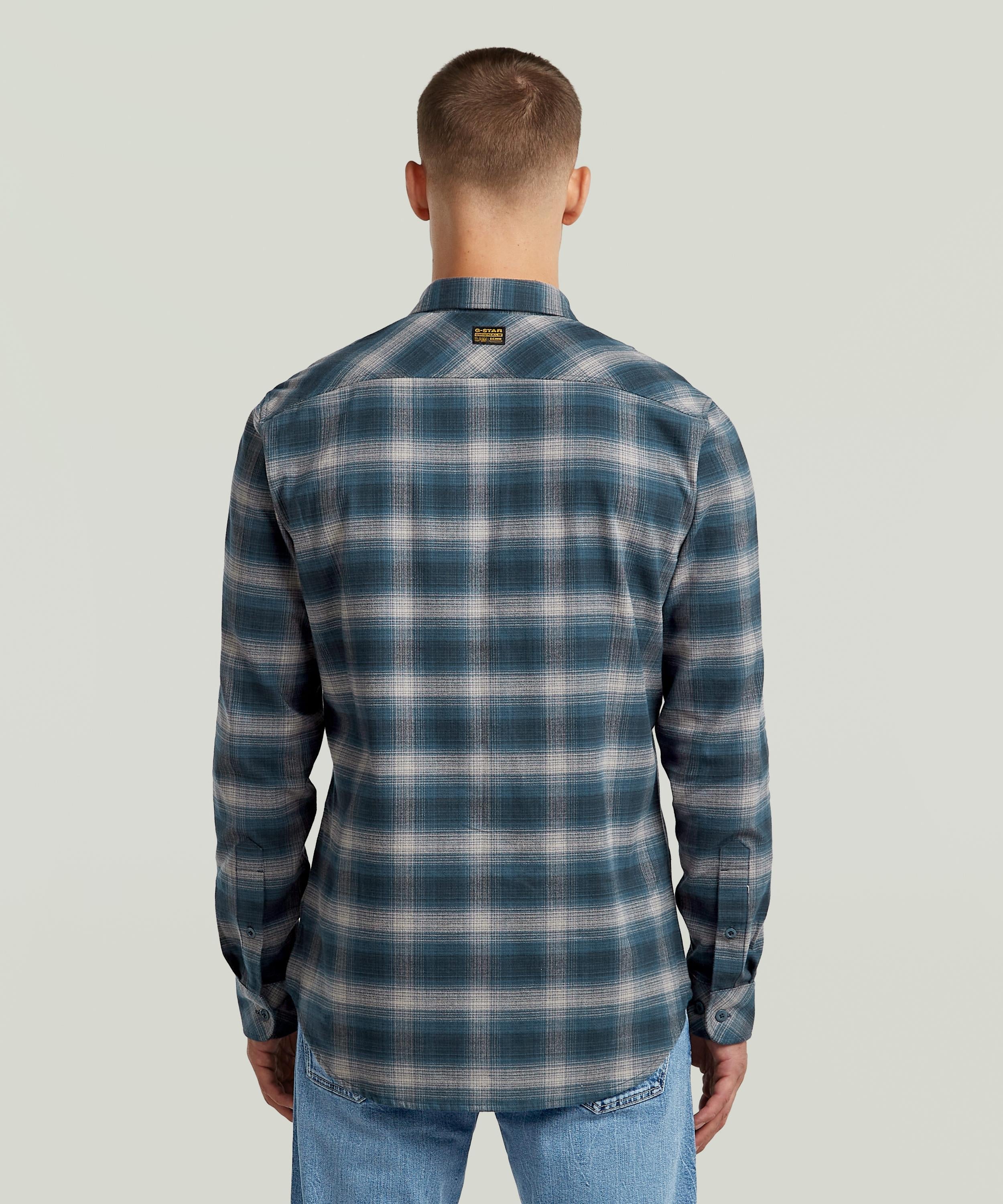 【公式ショップ】MARINE SLIM SHIRT/ミリタリーディテールライトウェイトチェックシャツ ジースターロゥ トップス シャツ・ブラウス ブルー
