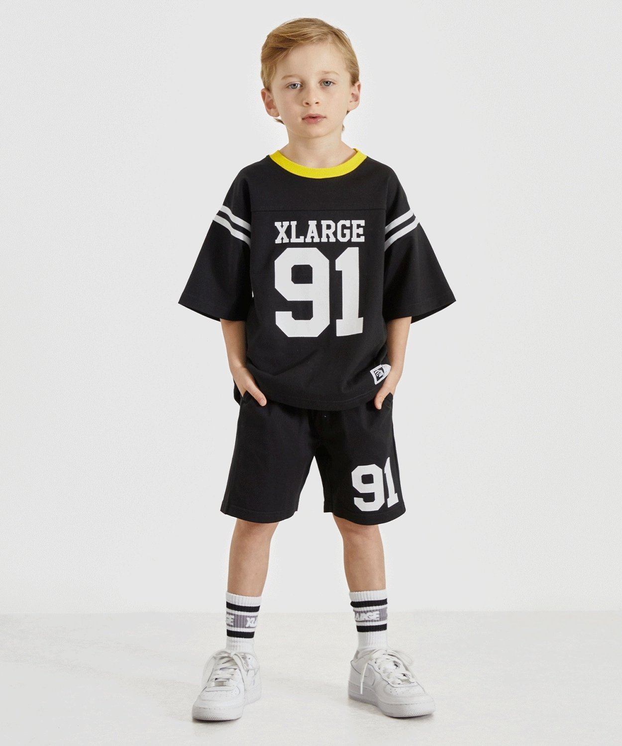 XLARGE KIDS ナンバリング バイカラーセットアップ ナルミヤオンライン トップス アンサンブル ブルー【送料無料】