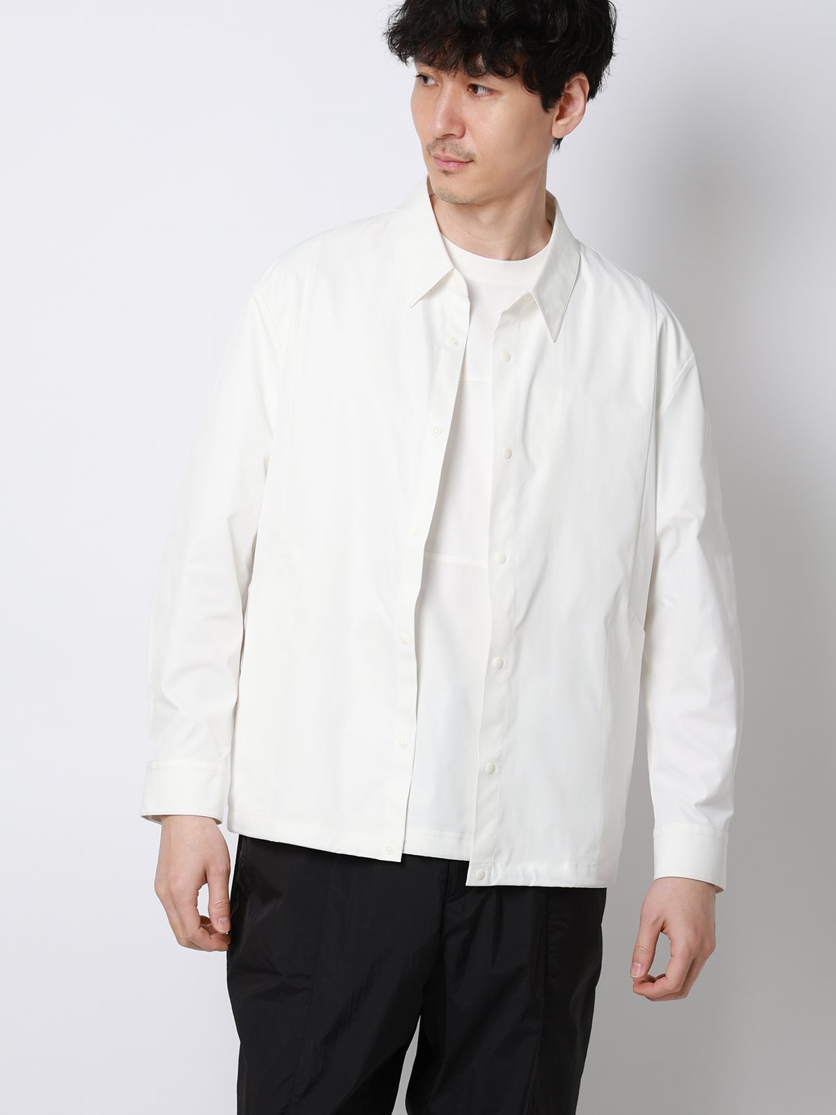 SUIT SQUARE FLAT シャツアウター ウォッシャブル ストレッチ 速乾 シルキーツイル 無地 スーツ スクエア ジャケット・アウター その他のジャケット・アウター ホワイト