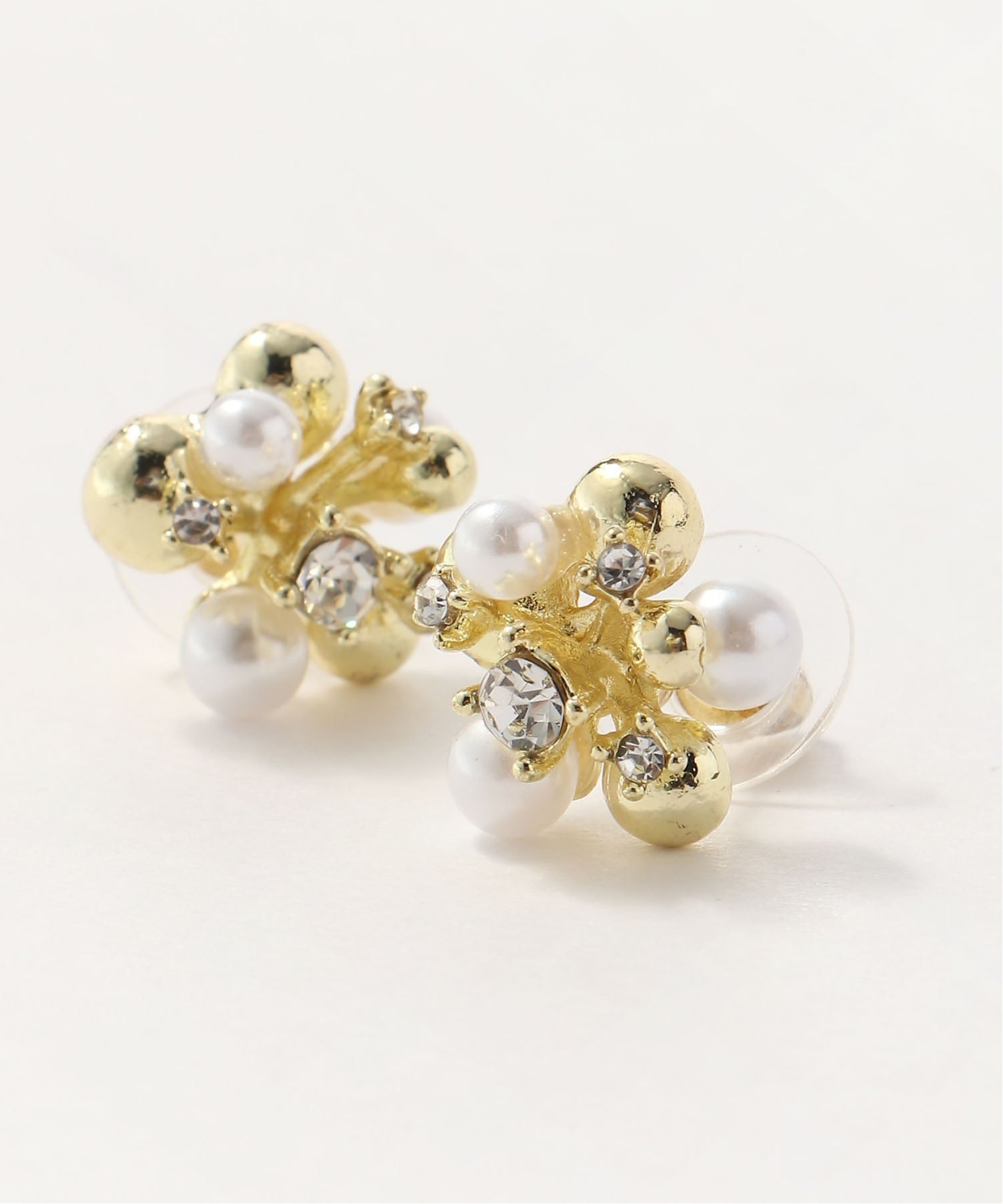 FReePLACe FReePLACe/(W)ビジュー パールピアス ミニョントレフル ルームヨンマルサンセレクティッド アクセサリー・腕時計 ピアス ゴールド シルバー