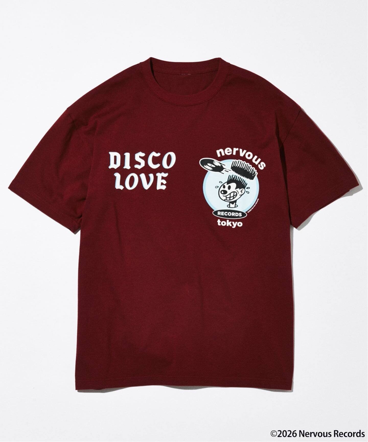 JOURNAL STANDARD Nervous Records / ナーヴァス・レコーズ * A-1 CLOTHING プリントTシャツ ジャーナル スタンダード トップス カットソー・Tシャツ ワインレッド ホワイト グレー