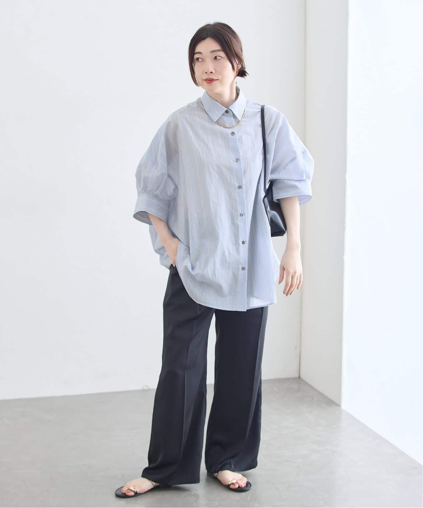 JOURNAL STANDARD L'ESSAGE FABRICA ワイドショートスリーブシャツ ジャーナルスタンダード レサージュ トップス シャツ・ブラウス ブルー ピンク