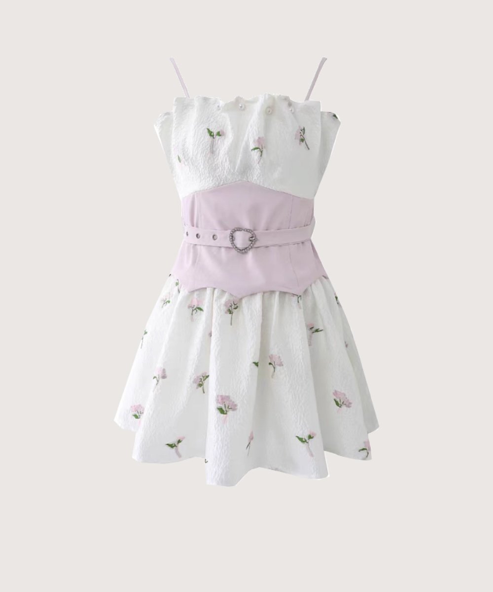LA POMME petit Floral Embroidered Corset Dress/花柄刺繍コルセットドレス ラポミ・プチ ワンピース・ドレス ワンピース ホワイト【送料無料】