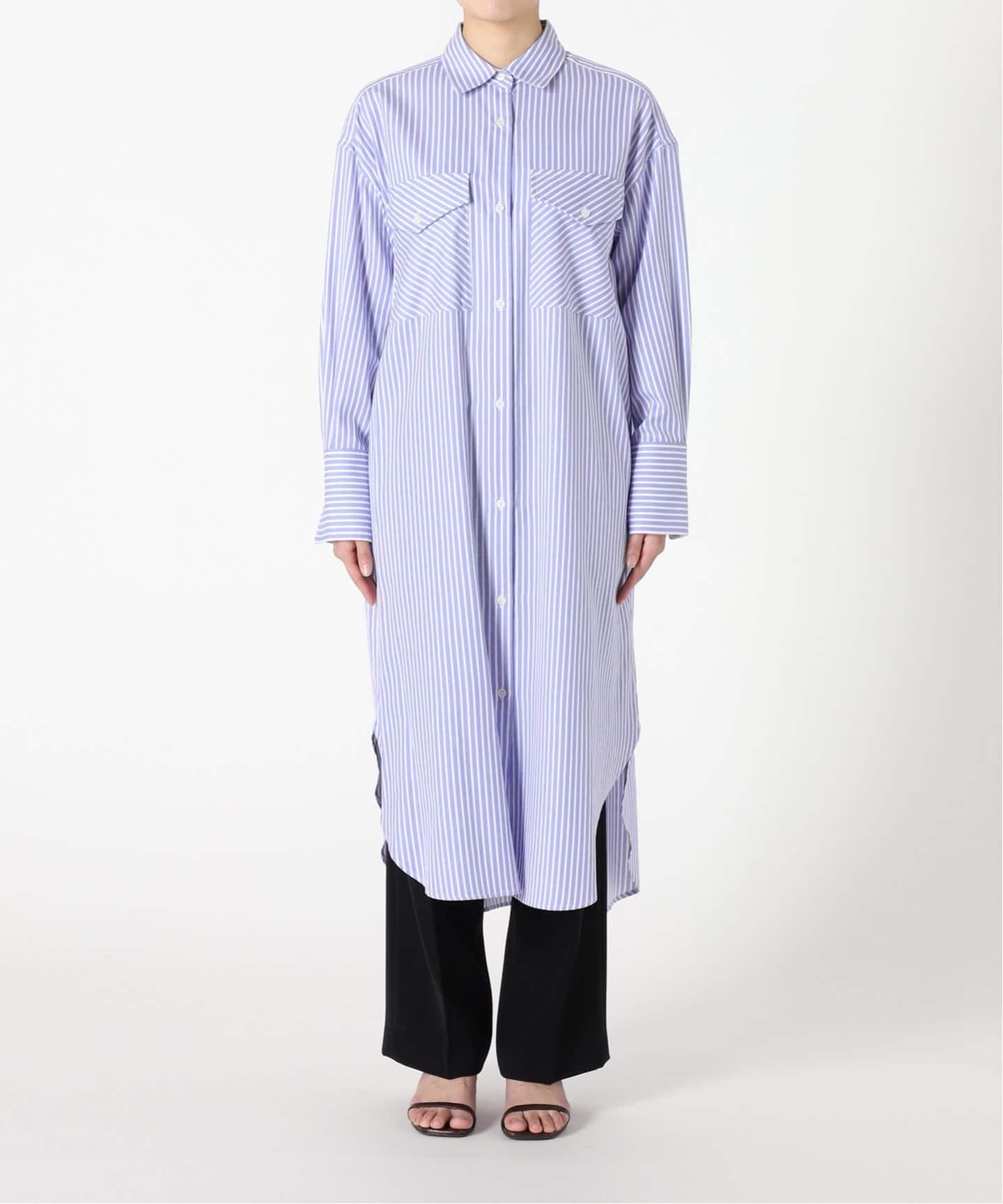 【SALE／52%OFF】B.C STOCK ストライプパチポケ シャツワンピース ベーセーストック ワンピース・ドレス ワンピース ブルー ピンクのサムネイル