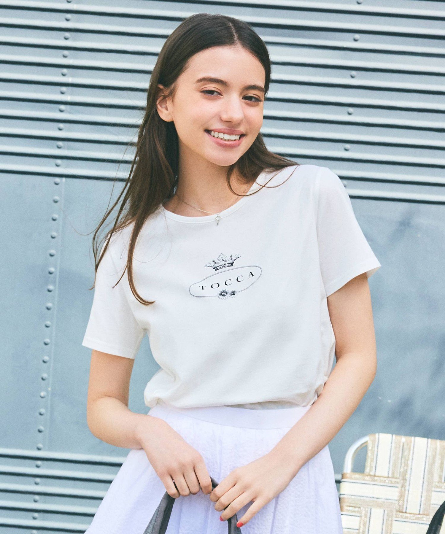 TOCCA 【洗える!】TOCCA LOGO TEE Tシャツ トッカ トップス カットソー・Tシャツ ホワイト ピンク ネイビー【送料無料】