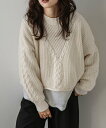 【SALE/58%OFF】La-gemme V字切り替え編みケーブルニットトップス ラジュール トップス ニット パープル グレー ブラック ブラウン ホワイト